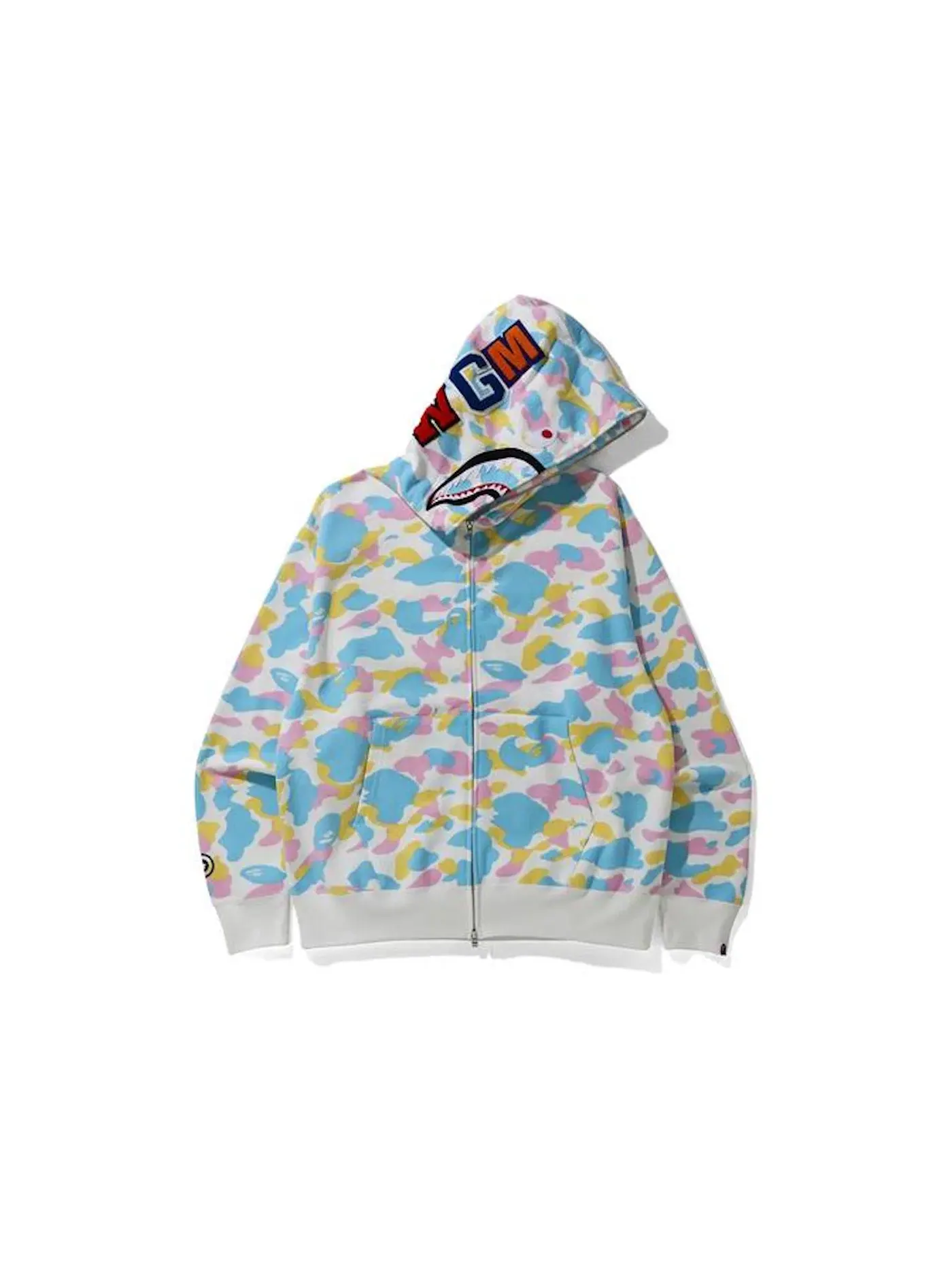 Мужская худи с принтом BAPE New Multi Camo Shark Relaxed Full Zip Hoodie BAPE — изображение 1 из 3, белый