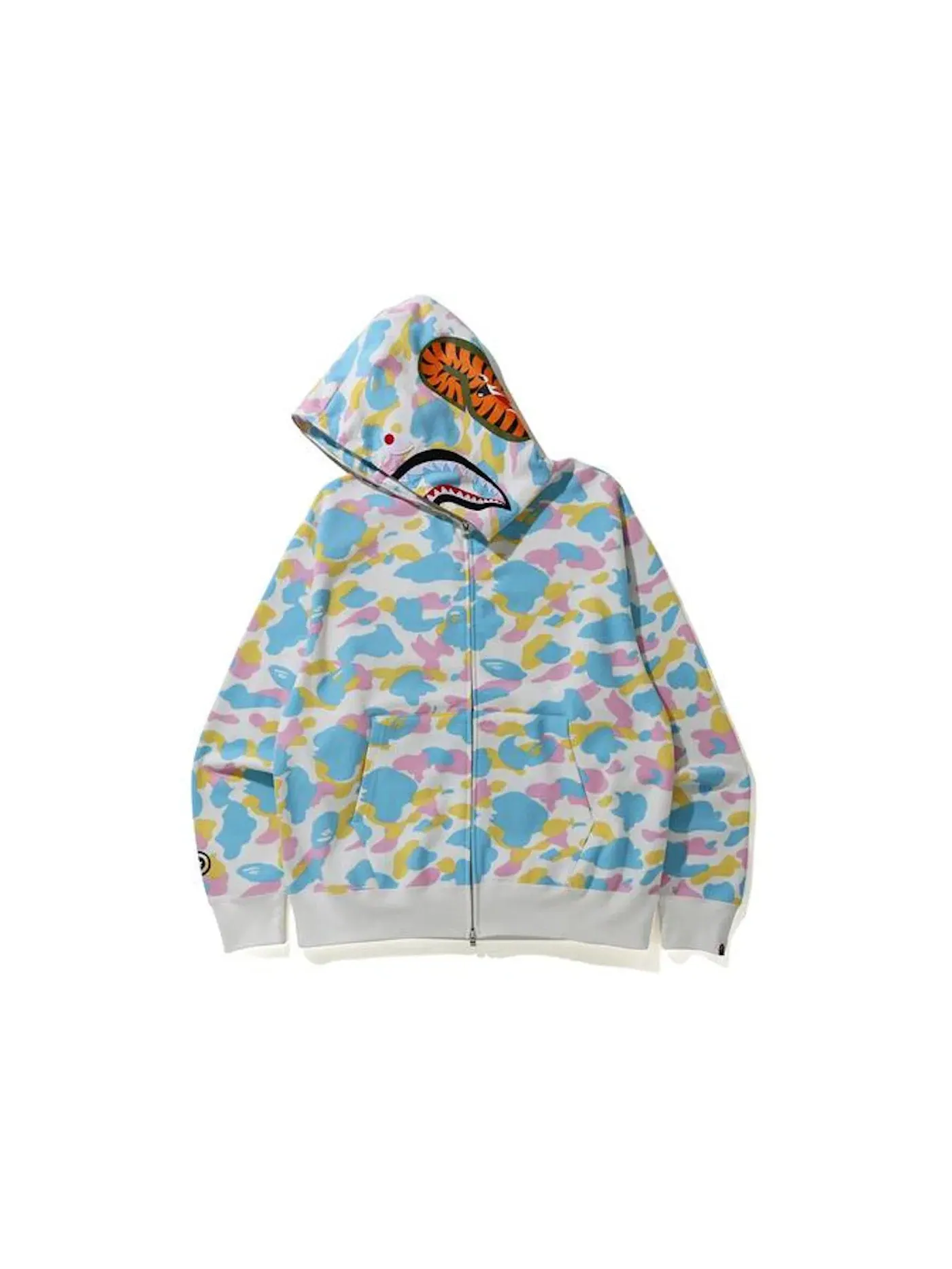 Мужская худи с принтом BAPE New Multi Camo Shark Relaxed Full Zip Hoodie BAPE — изображение 2 из 3, белый
