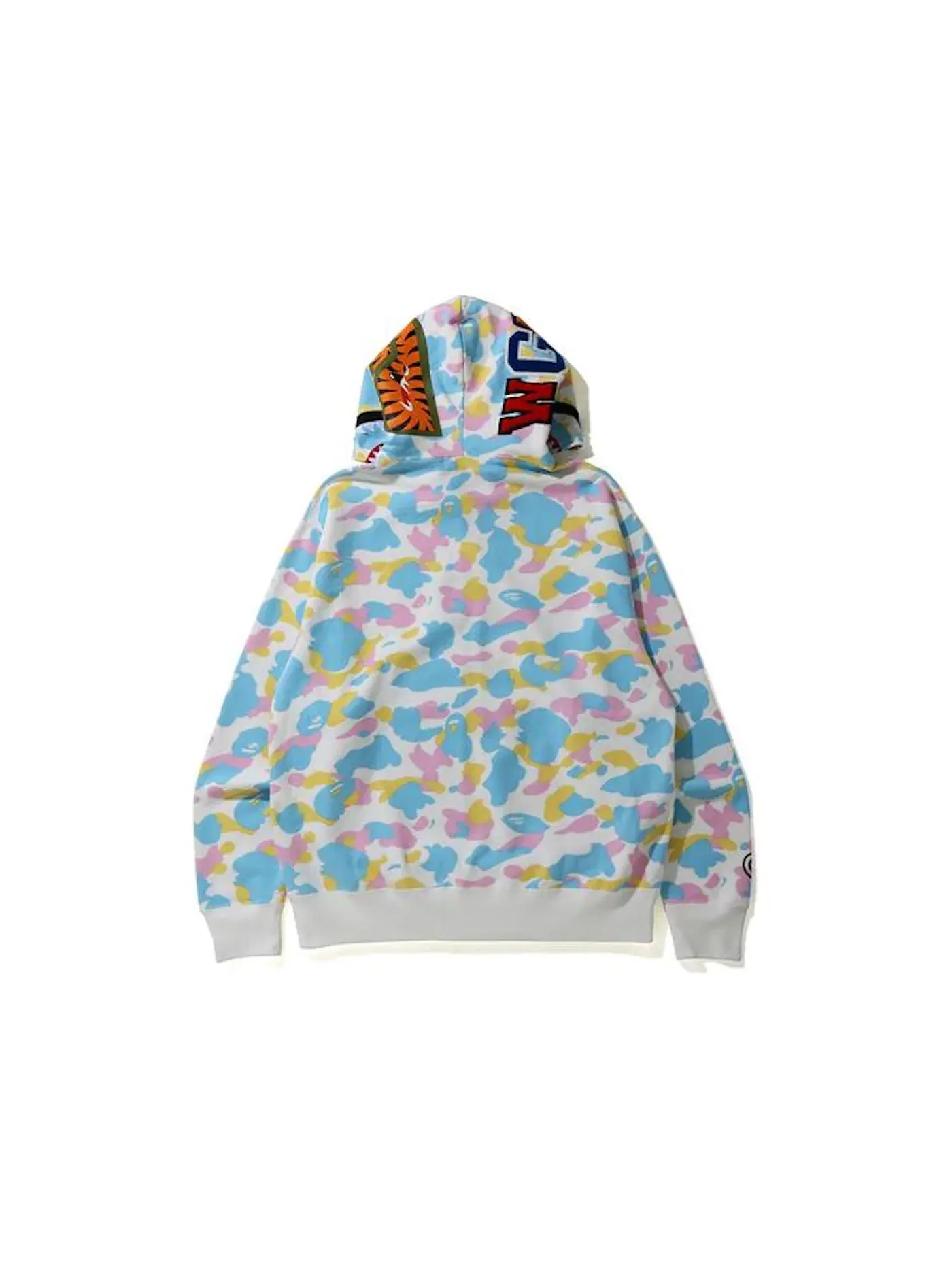 Мужская худи с принтом BAPE New Multi Camo Shark Relaxed Full Zip Hoodie BAPE — изображение 3 из 3, белый
