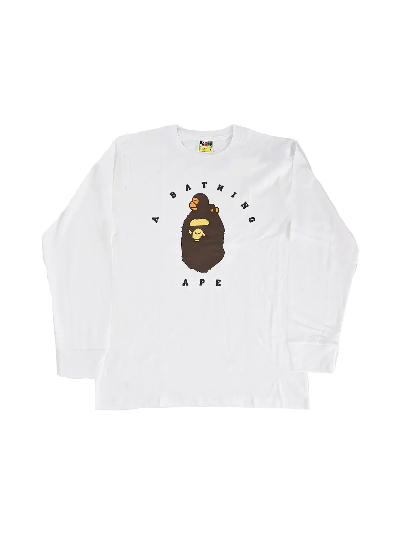 Мужская футболка с длинным рукавом с принтом Longsleeve BAPE — изображение 1 из 1, белый