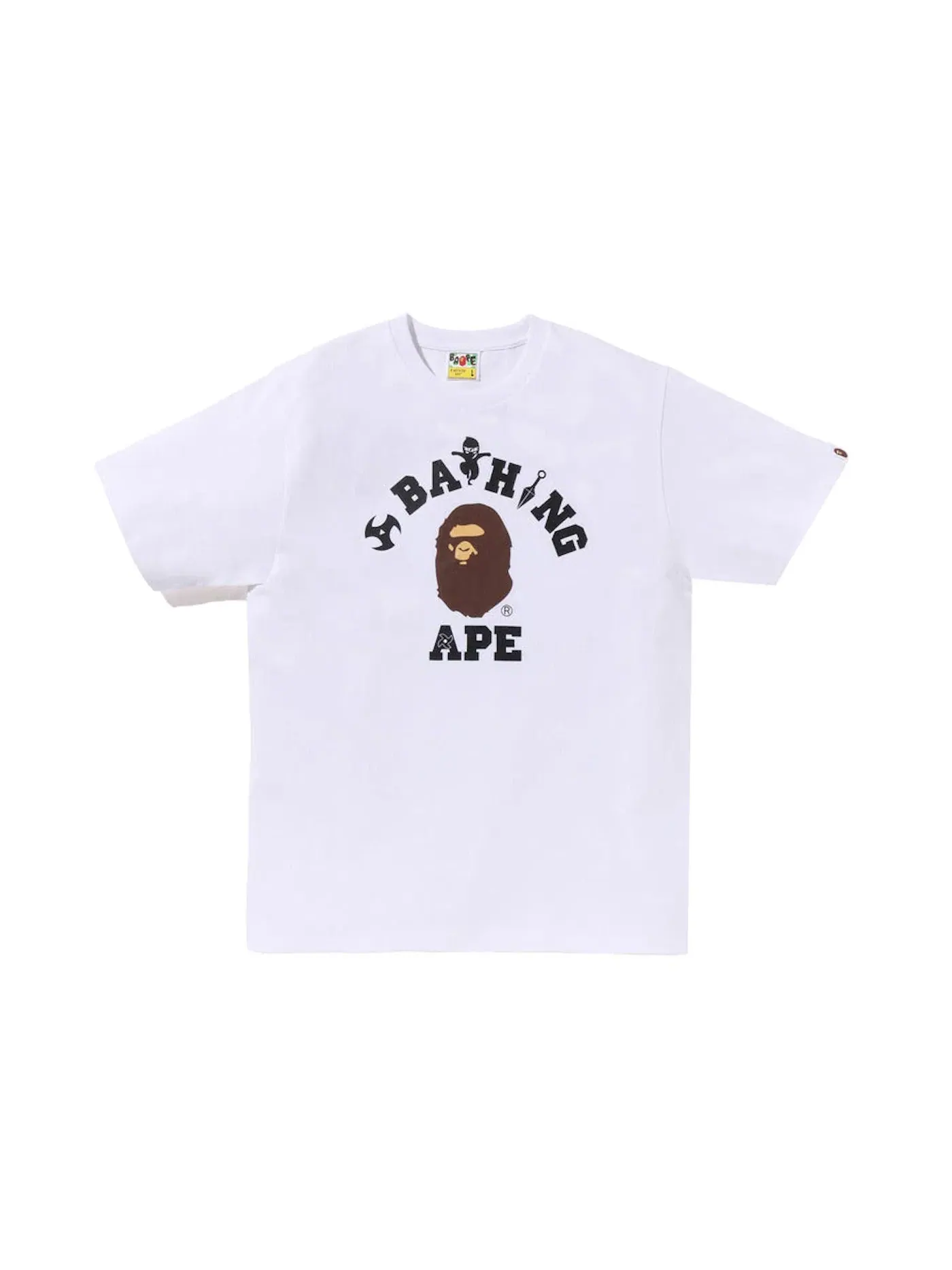 Мужская футболка с принтом BAPE Ninja College Tee BAPE — изображение 1 из 2, белый