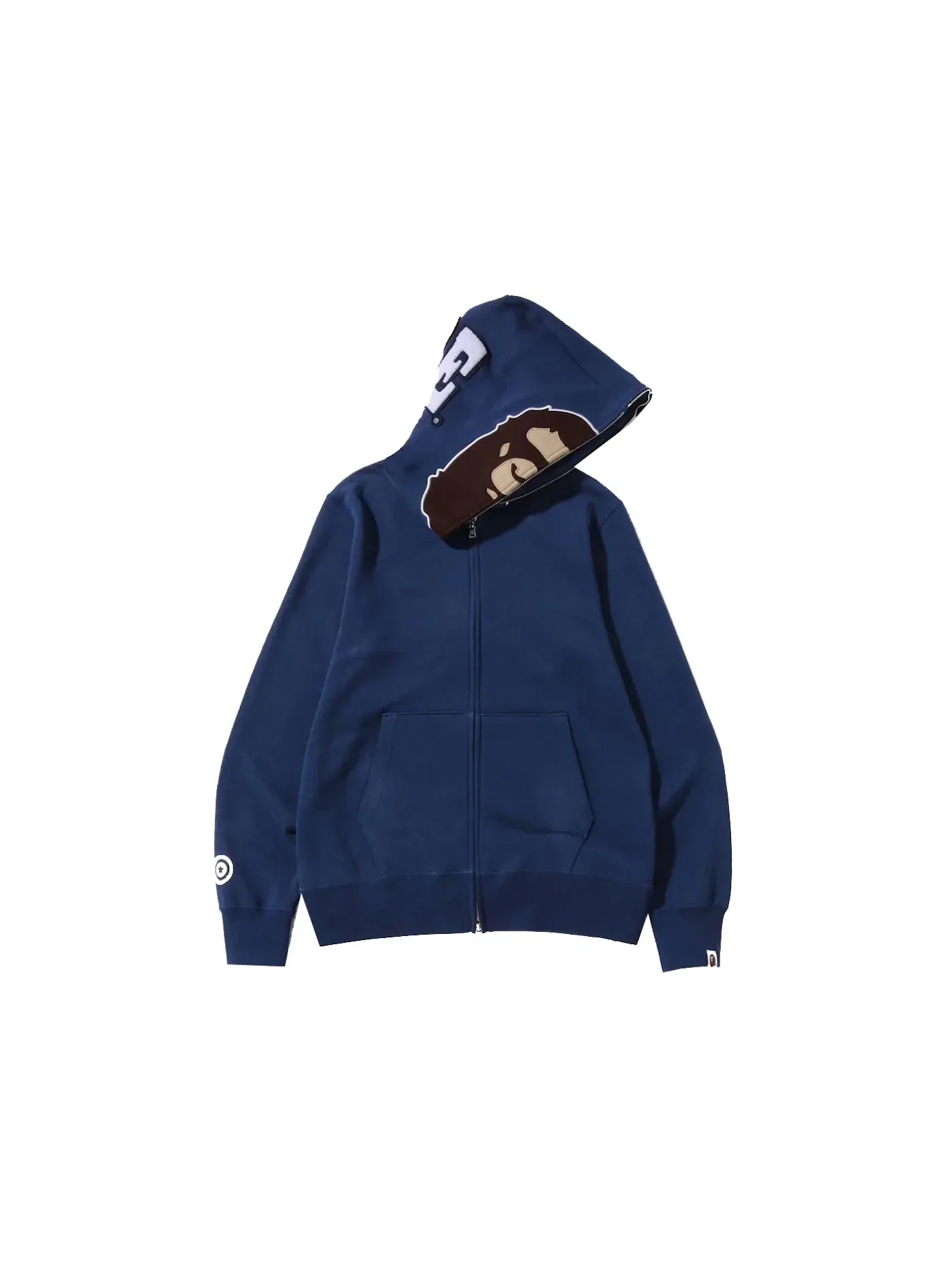 Мужская худи на молнии с принтом 2nd Ape Overdye BAPE — изображение 1 из 3, темно-синий
