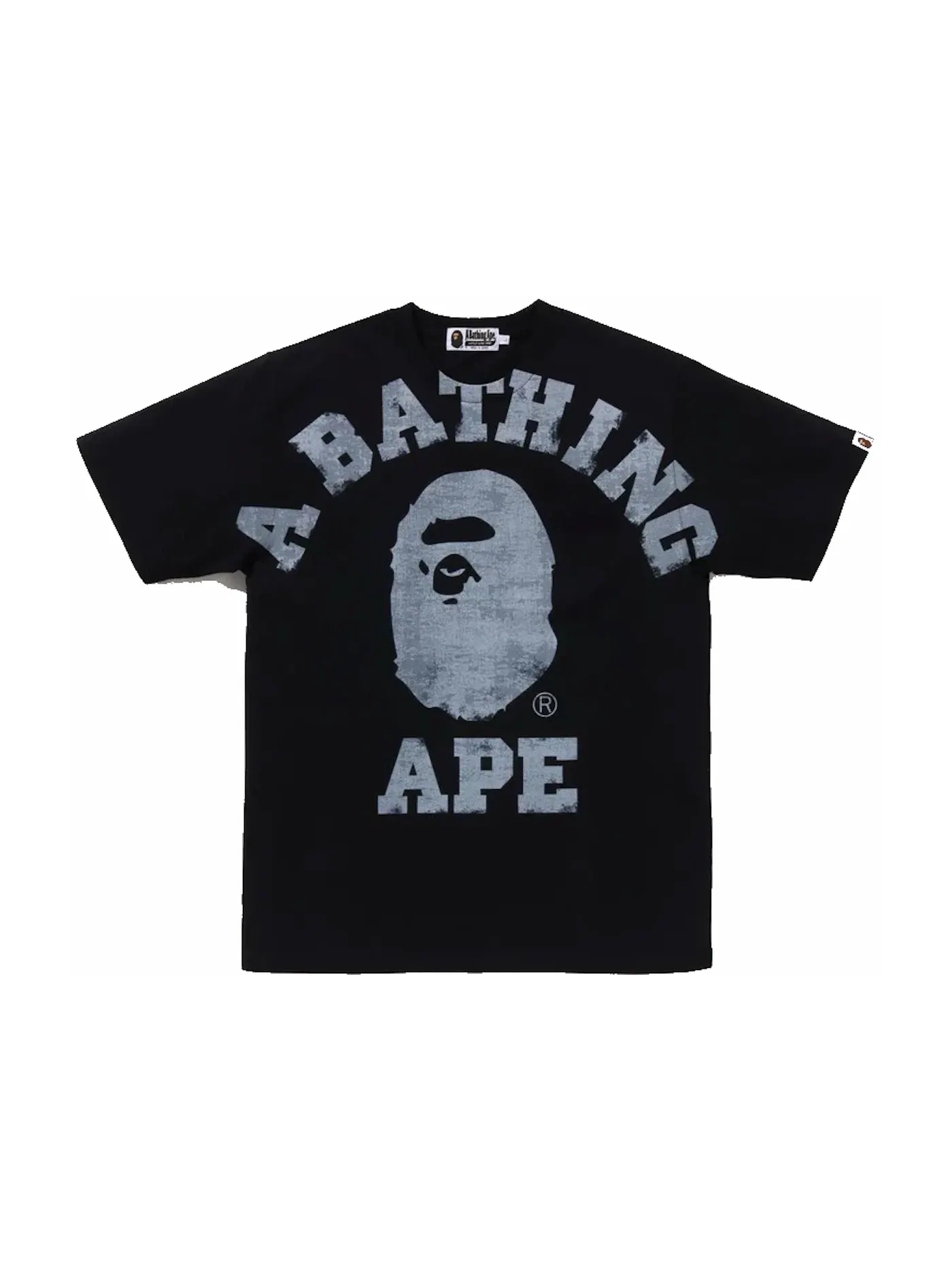 Мужская футболка с принтом BAPE Overprinted College Tee BAPE — изображение 1 из 1, черный