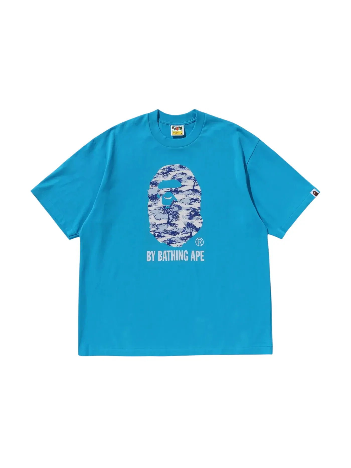 Мужская футболка с принтом BAPE Palm Tree Camo By Bathing Ape Relaxed Fit Tee BAPE — изображение 1 из 1, синий