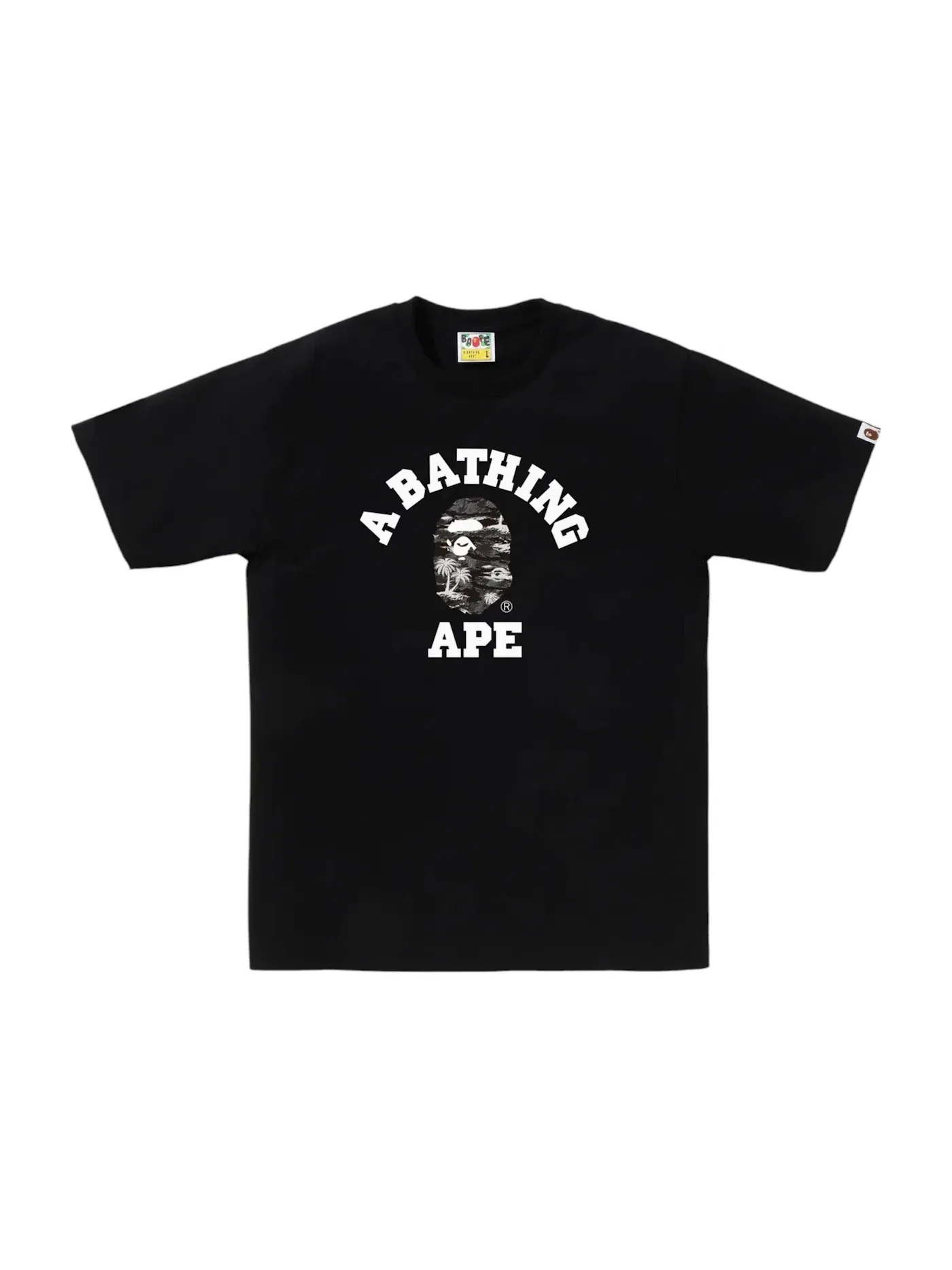 Мужская футболка с принтом BAPE Palm Tree Camo College Tee Black — изображение 1 из 1