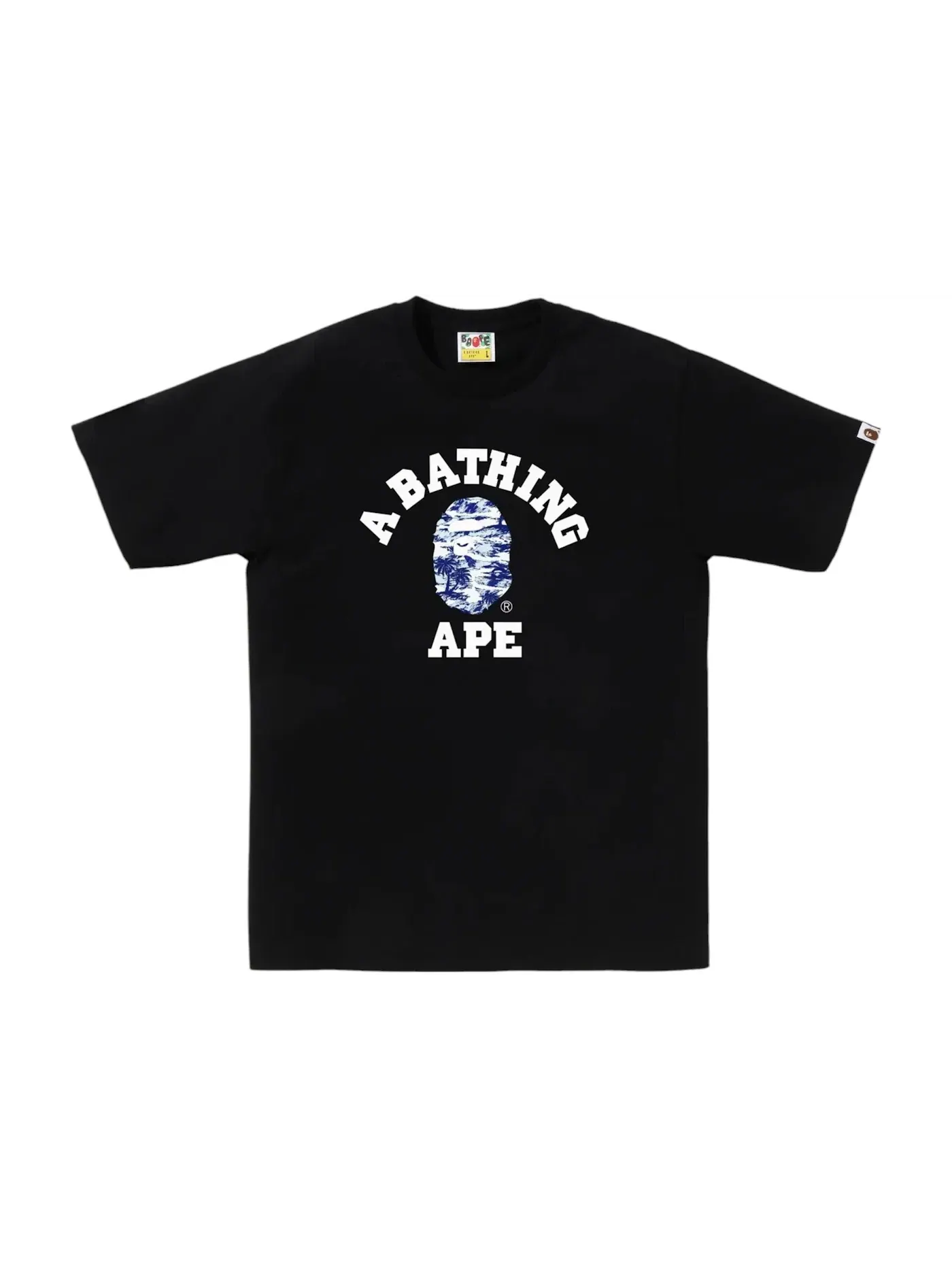 Мужская футболка с принтом BAPE Palm Tree Camo College Tee BAPE — изображение 1 из 1, черный синий