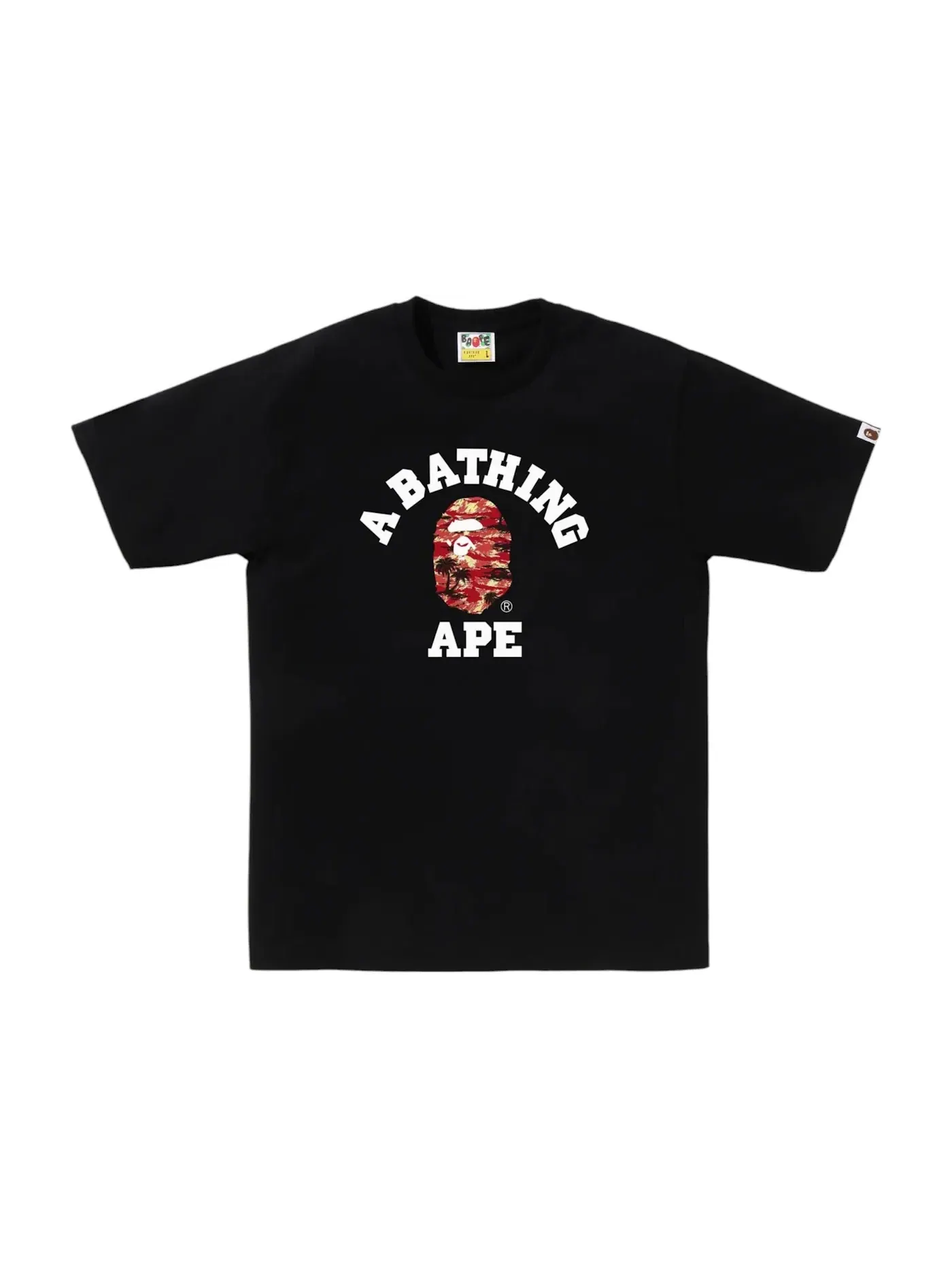 Мужская футболка с принтом BAPE Palm Tree Camo College Tee BAPE — изображение 1 из 1, черный красный