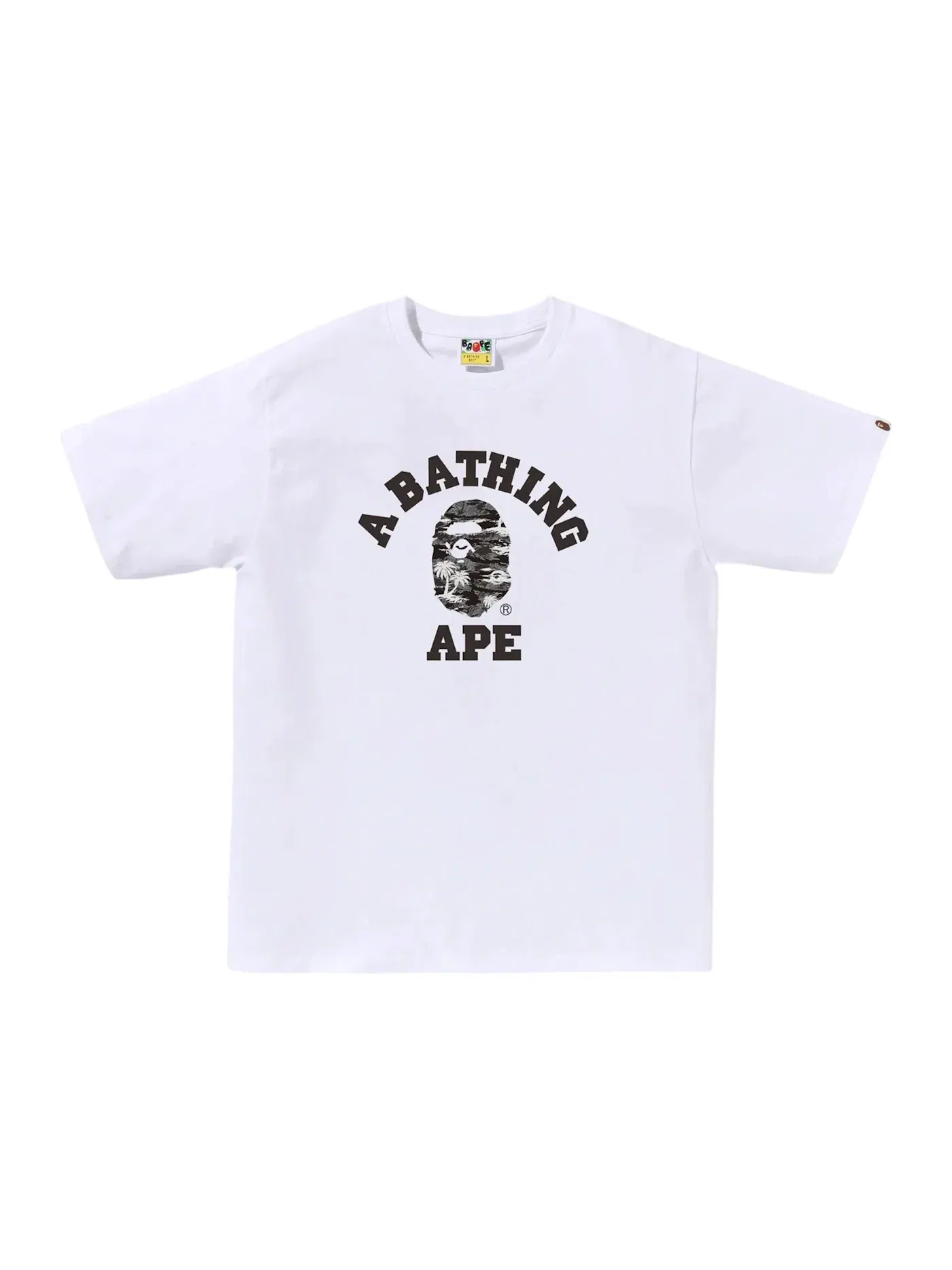 Мужская футболка с принтом BAPE Palm Tree Camo College Tee — изображение 1 из 1, белый/черный