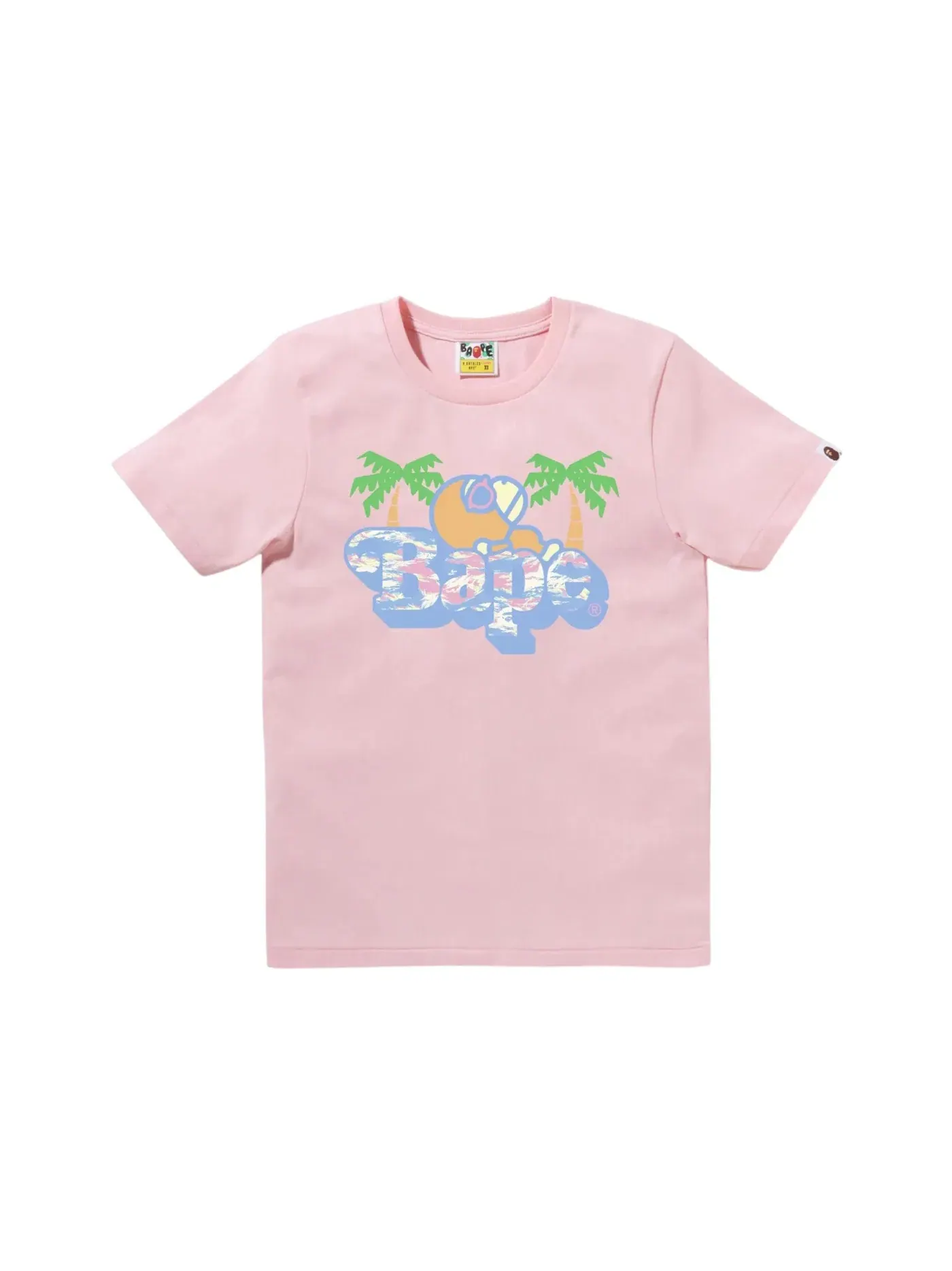 Женская футболка с принтом BAPE Palm Tree Pattern Milo On BAPE Tee BAPE — изображение 1 из 1, розовый