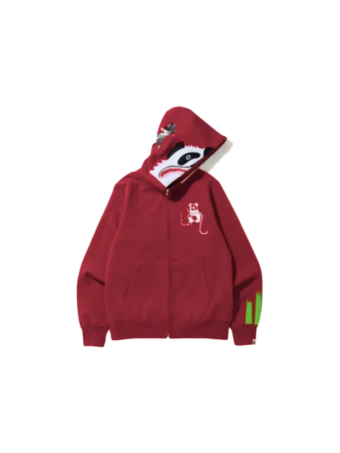 Мужская худи на молнии Panda с принтом BAPE — изображение 1 из 1, красный белый