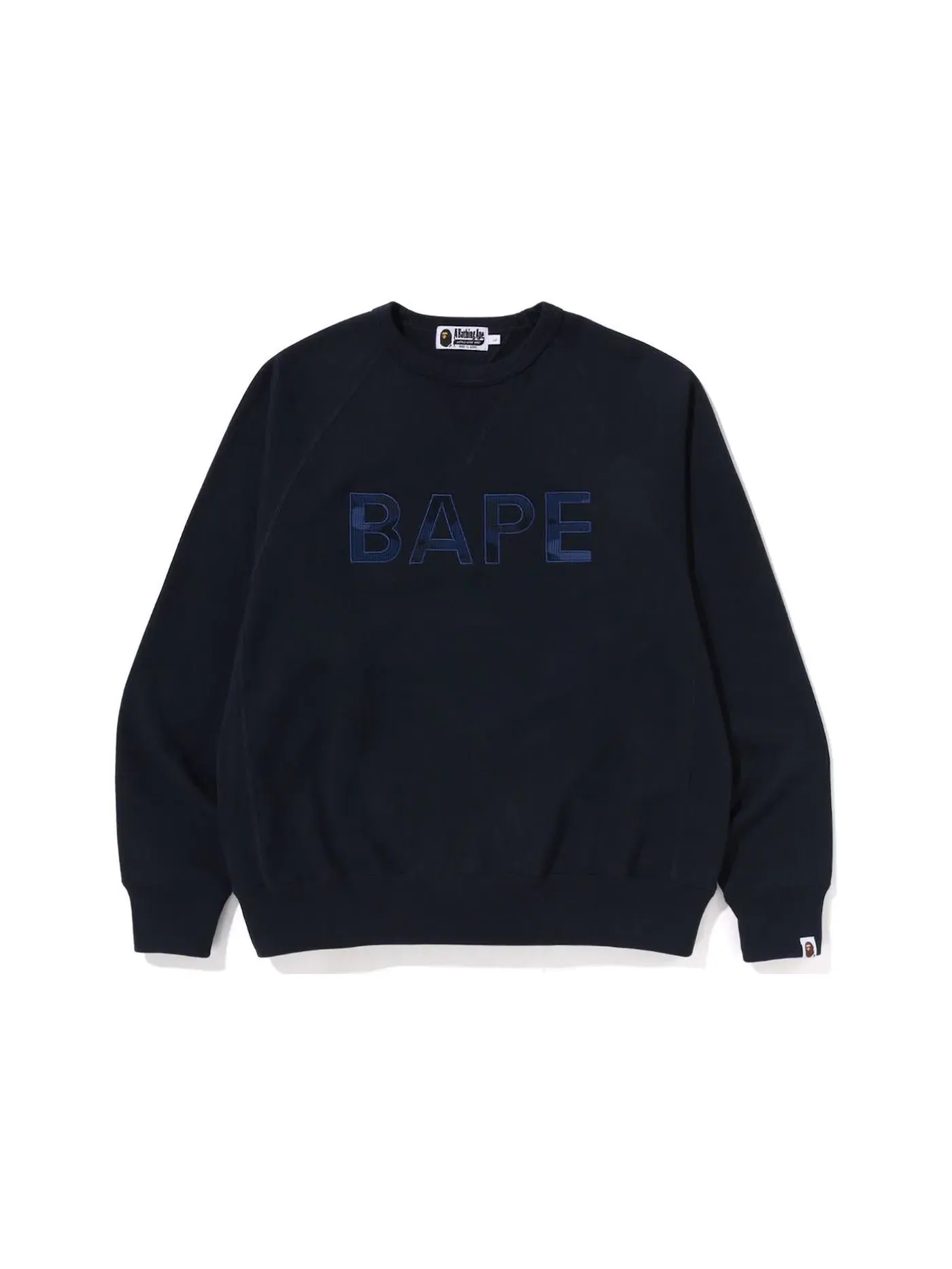 Мужской свитшот свободного кроя с патчем BAPE Crewneck — изображение 1 из 1, темно-синий