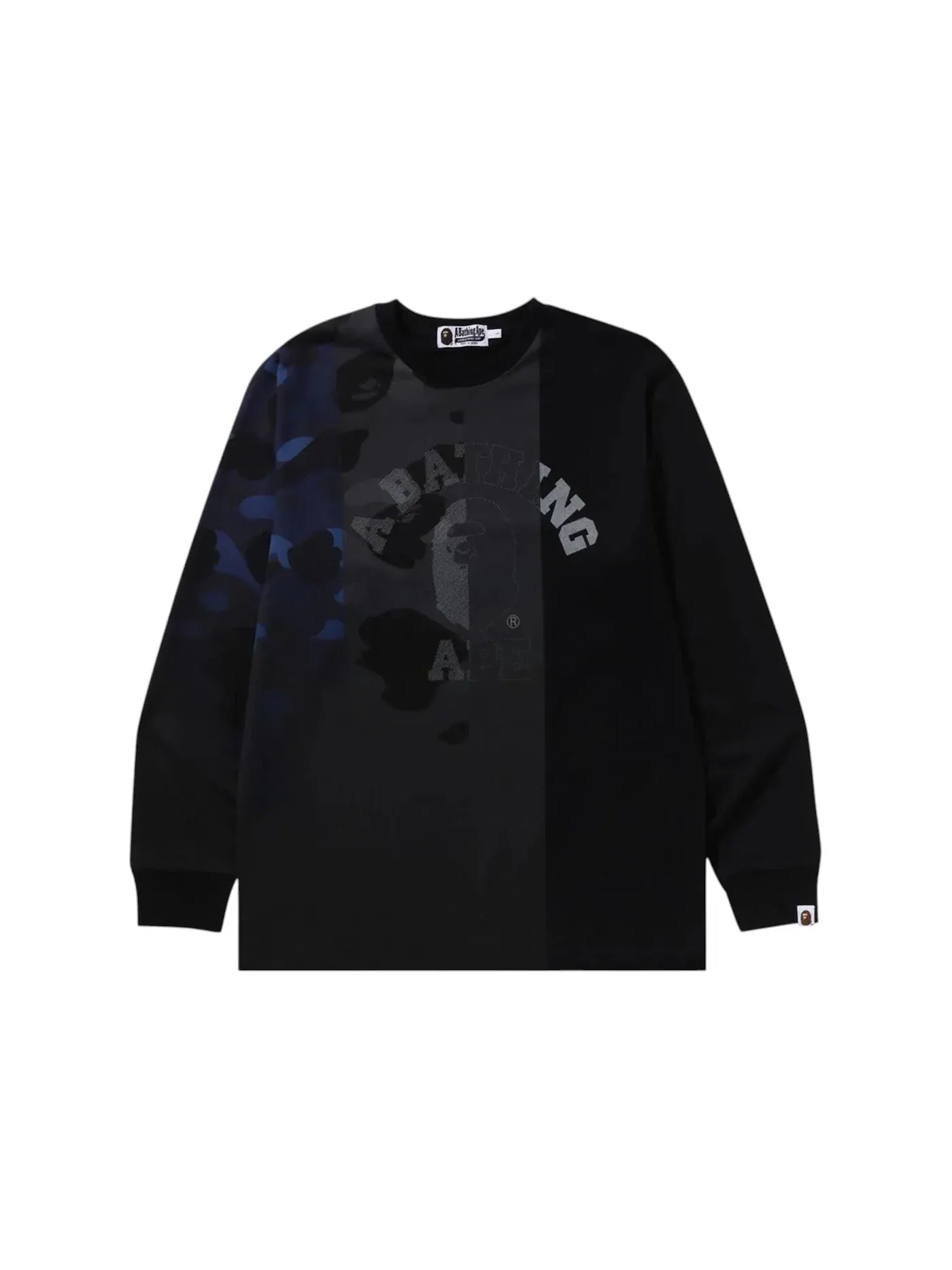 Мужская футболка с длинным рукавом с принтом BAPE Patch Work Print Tee BAPE — изображение 1 из 1, черный