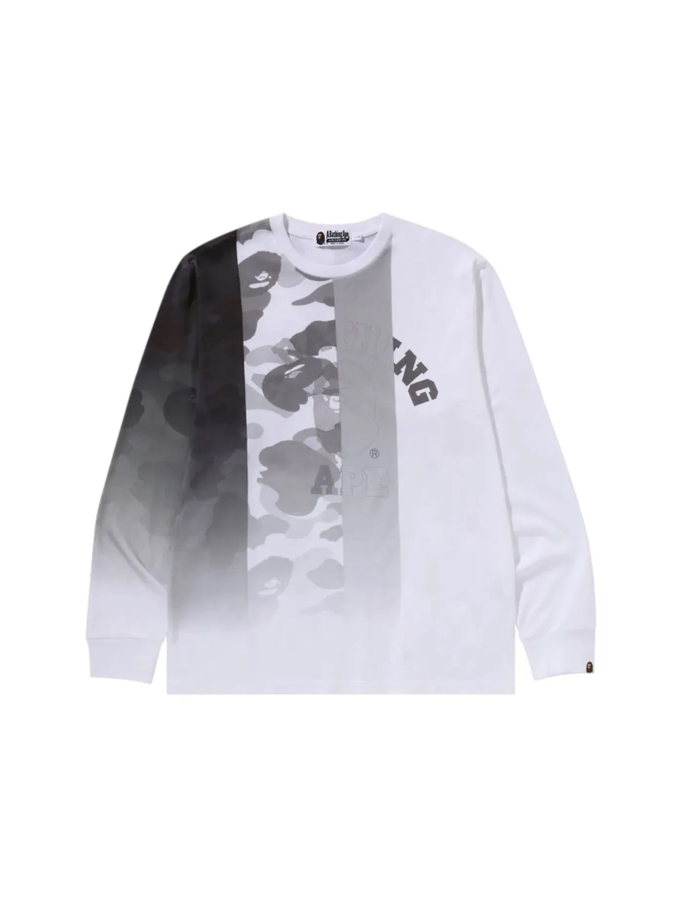 Мужская футболка с длинным рукавом с принтом BAPE Patch Work Print Tee — изображение 1 из 1, белый