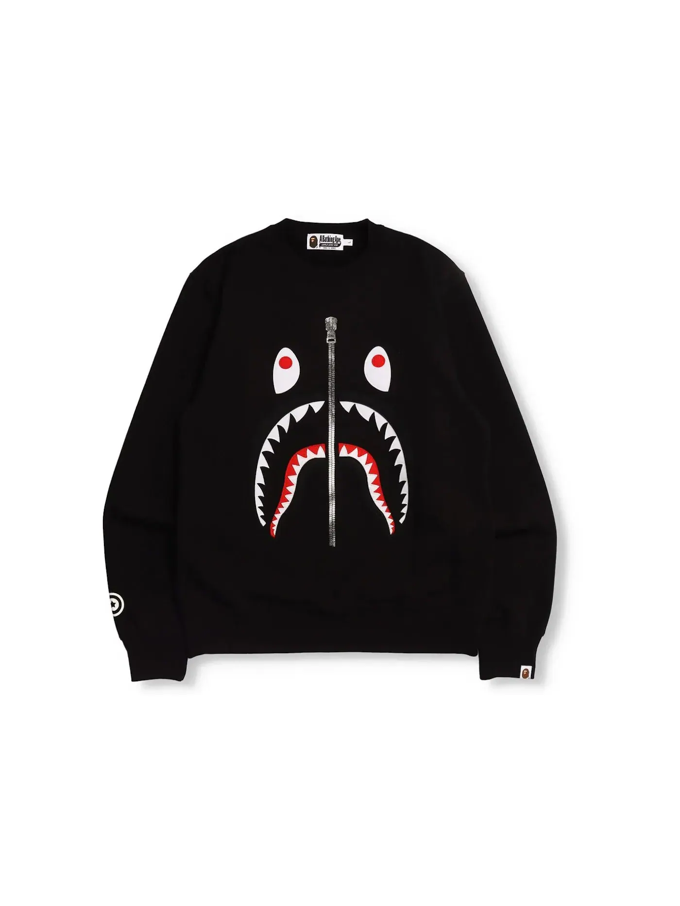 Мужской свитшот с патчем BAPE Patched Shark Crewneck — изображение 1 из 1, черный
