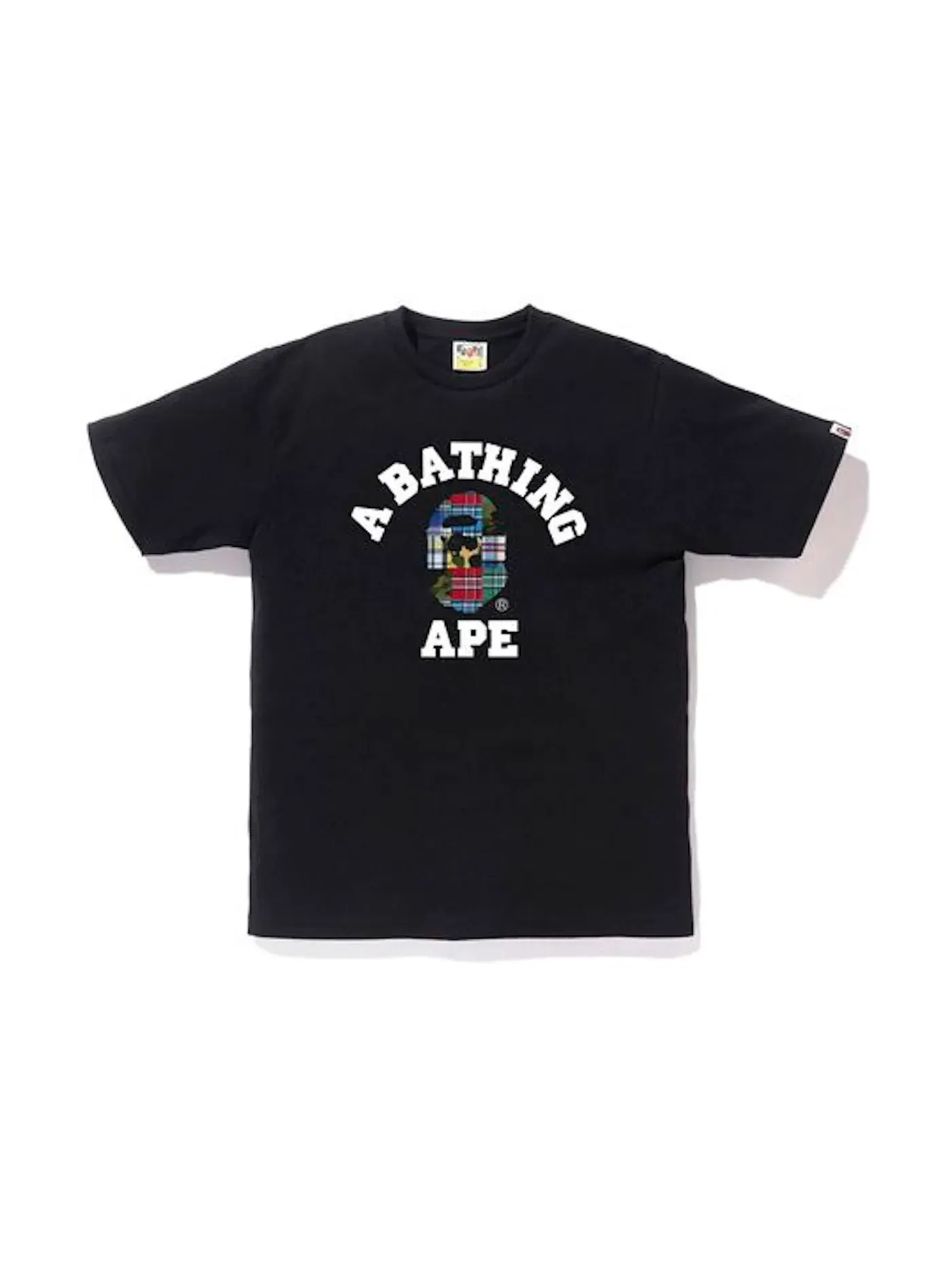 Мужская футболка с принтом Patchwork College BAPE — изображение 1 из 1, черный
