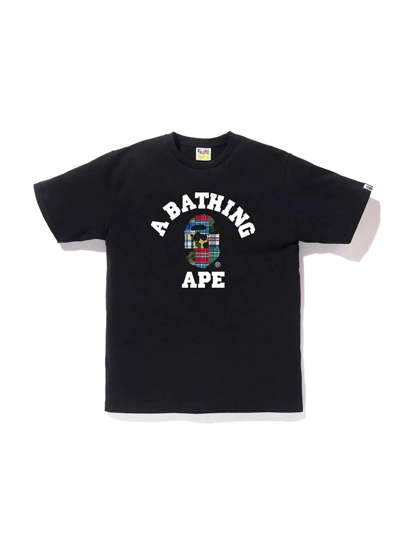 Мужская футболка с принтом BAPE Patchwork College Tee BAPE — изображение 1 из 1, черный
