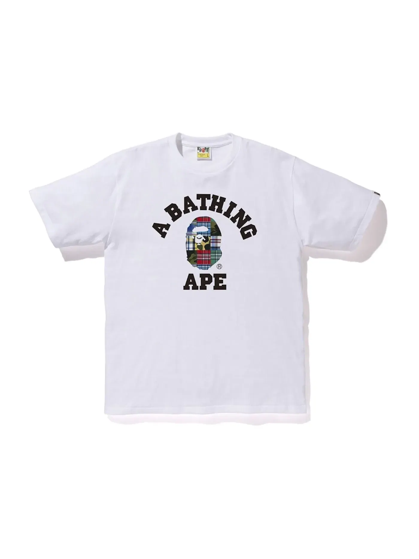 Мужская футболка с принтом BAPE Patchwork College Tee — изображение 1 из 1, белый