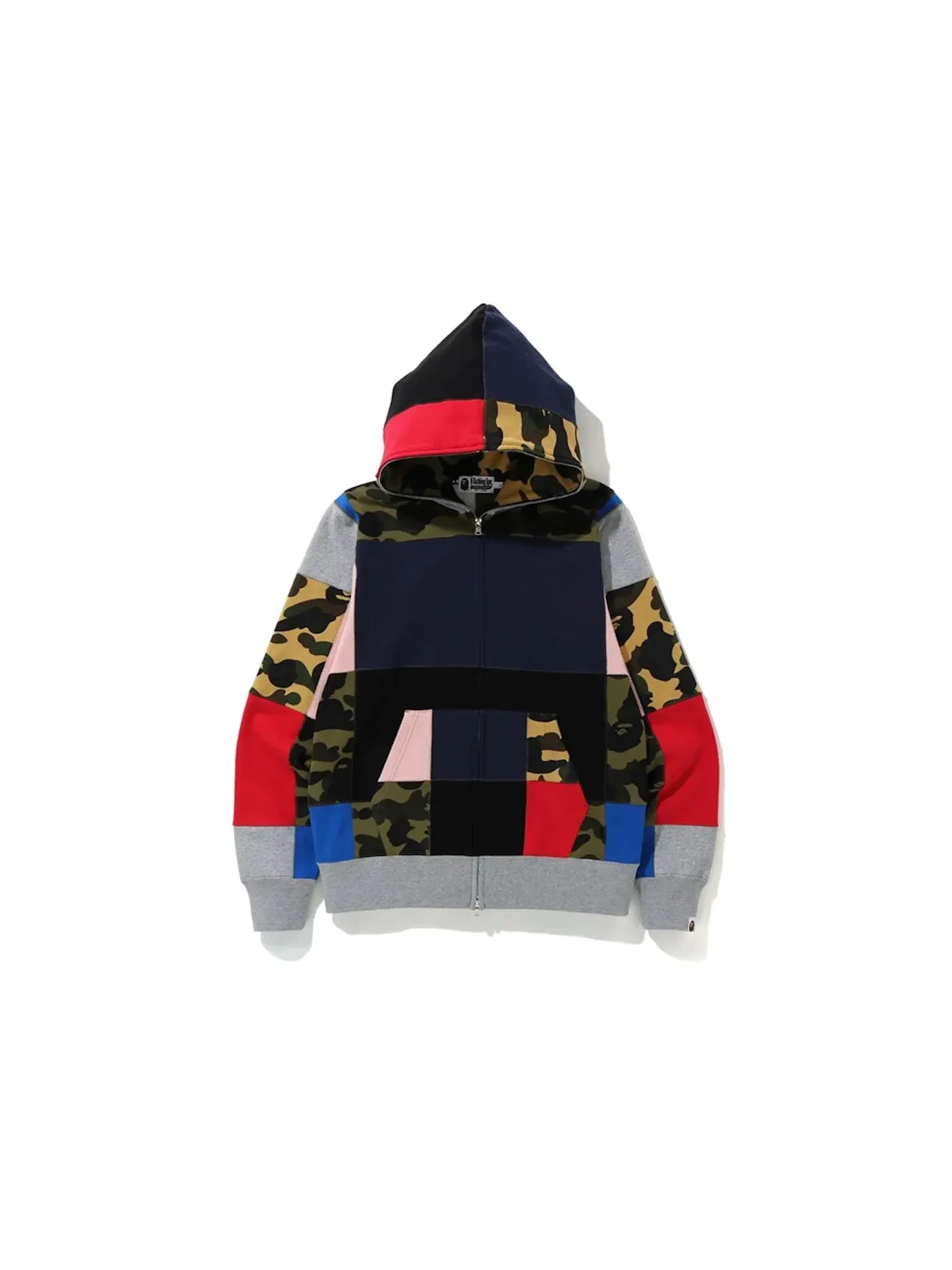 Мужская худи с принтом Patchwork Full Zip BAPE — изображение 1 из 2, мульти