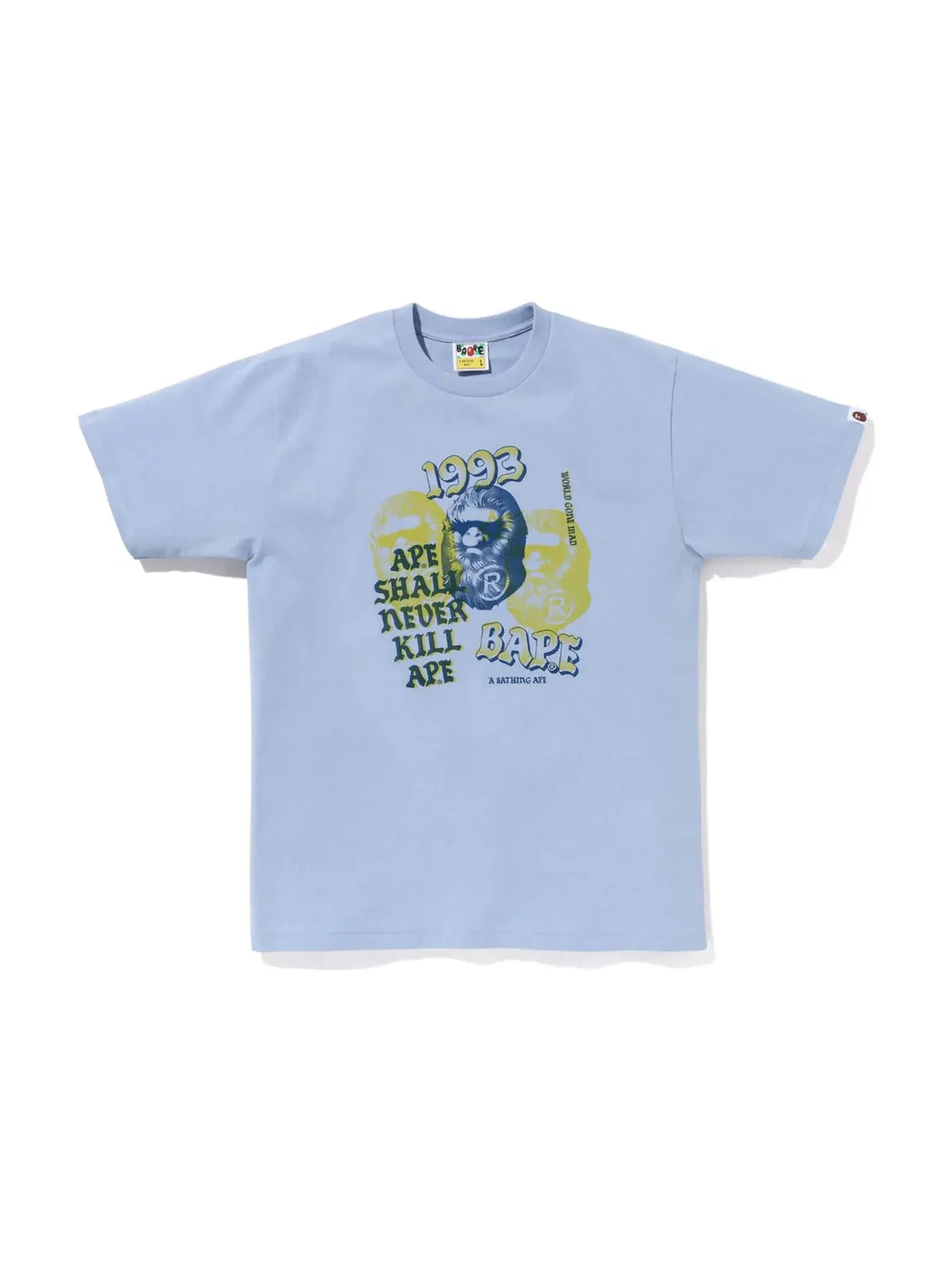 Мужская футболка с принтом BAPE Pigment Three Ape Head Tee BAPE, Sax — изображение 1 из 1
