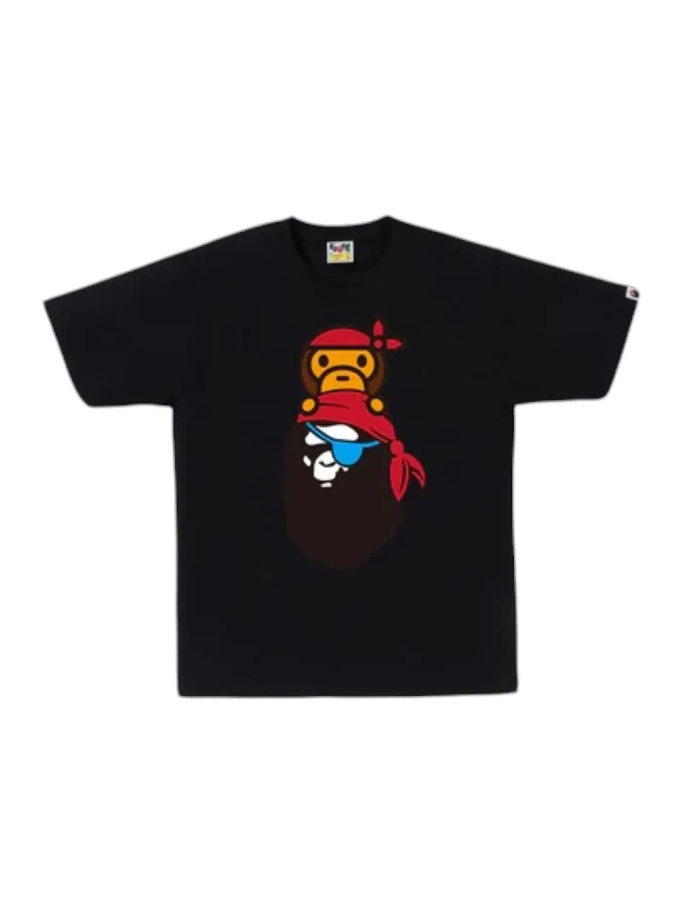 Мужская футболка с принтом BAPE Pirate Milo On Ape Head Tee (SS25) BAPE — изображение 1 из 1, черный