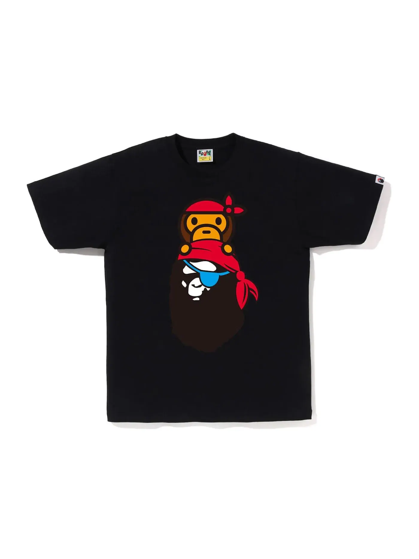 Мужская футболка с принтом Pirate Milo On Ape Head BAPE — изображение 1 из 1, черный