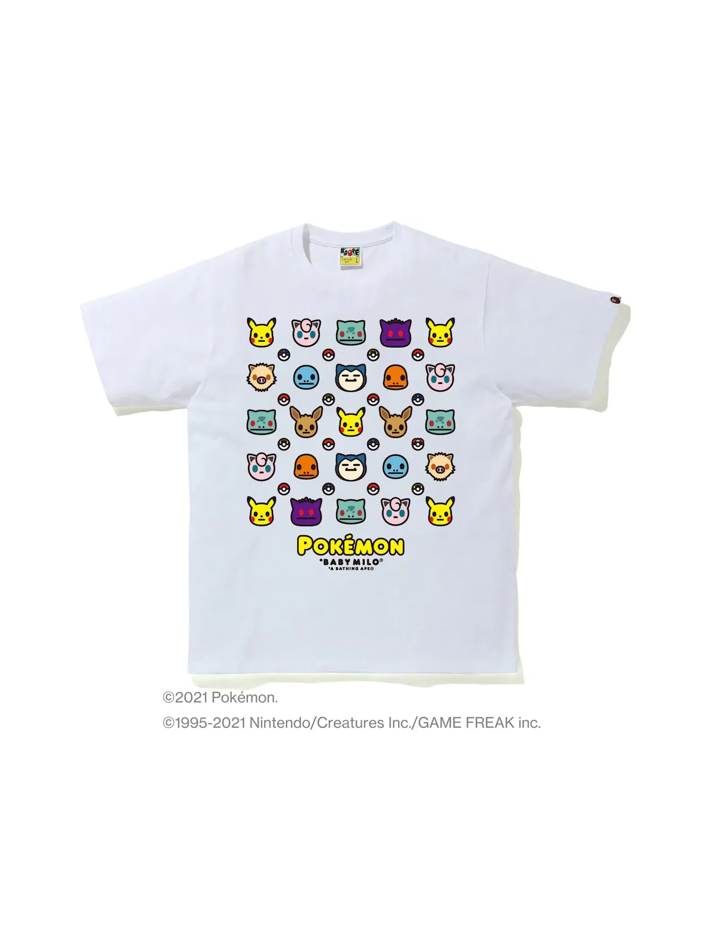 Мужская футболка с принтом BAPE Pokémon Baby Milo #12 Tee BAPE — изображение 1 из 1, белый