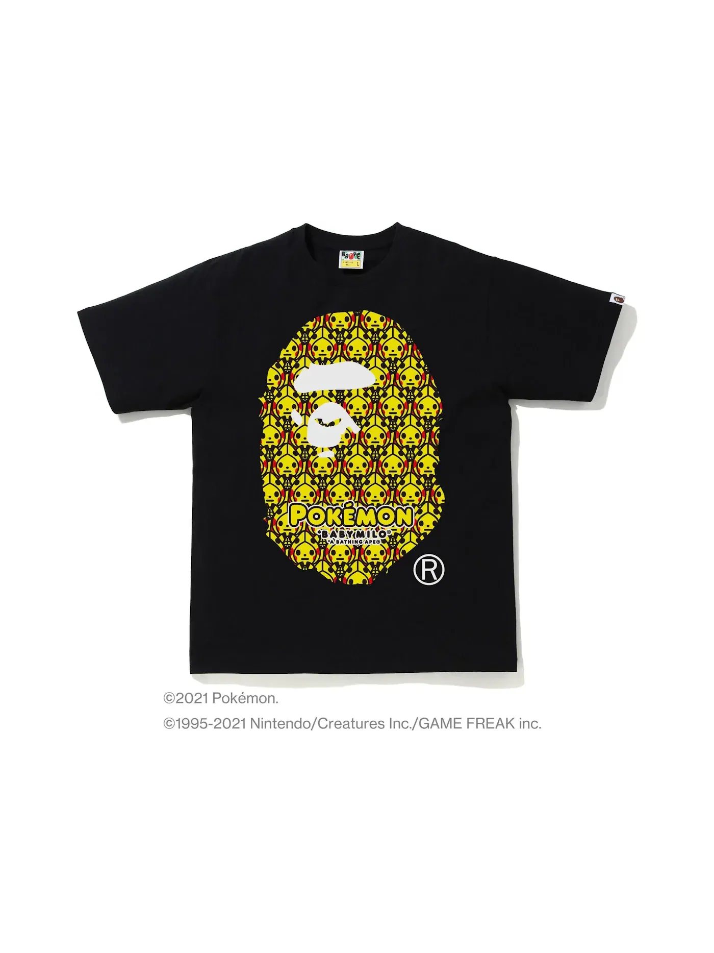 Мужская футболка с принтом BAPE Pokémon Baby Milo Ape Head #1 Tee BAPE — изображение 1 из 1, черный