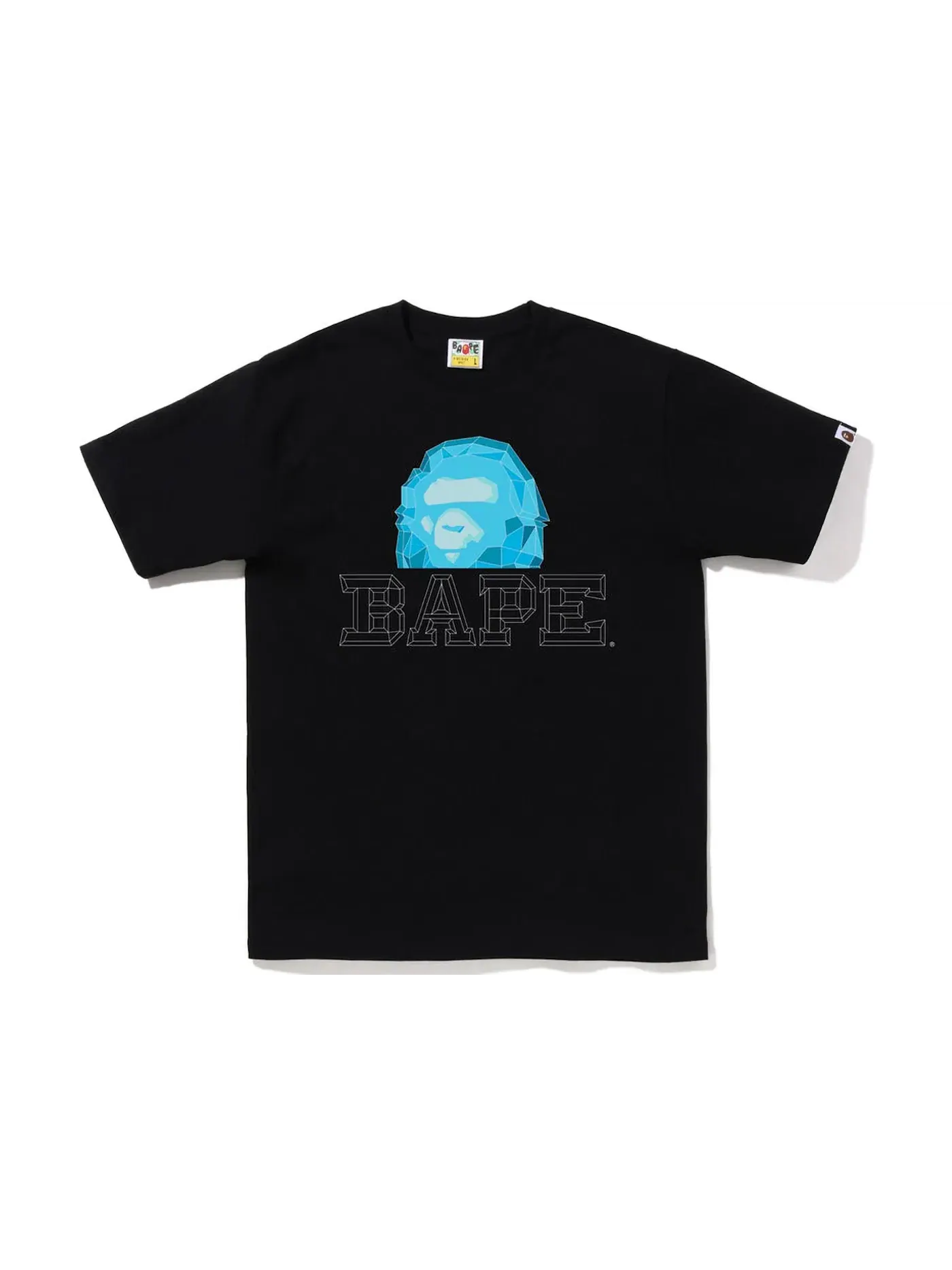 Мужская футболка с принтом Polygon Ape Head BAPE — изображение 1 из 1, черный