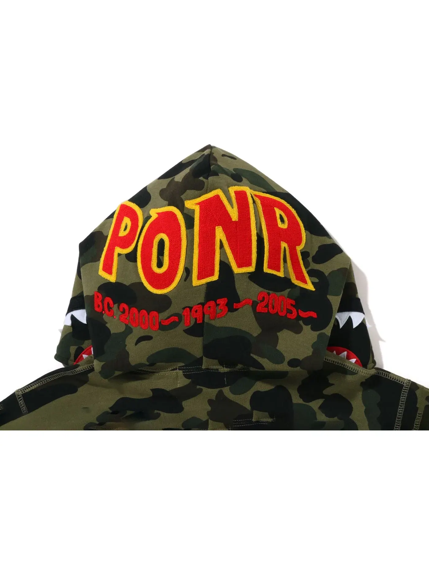 Мужская худи с принтом BAPE PONR 1st Camo Shark Full Zip Hoodie BAPE — изображение 3 из 3, зеленый