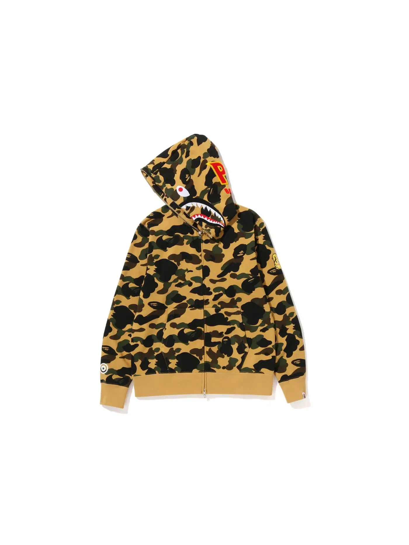 Мужской худи с камуфляжным принтом BAPE PONR 1st Camo Shark Full Zip — изображение 2 из 3, желтый