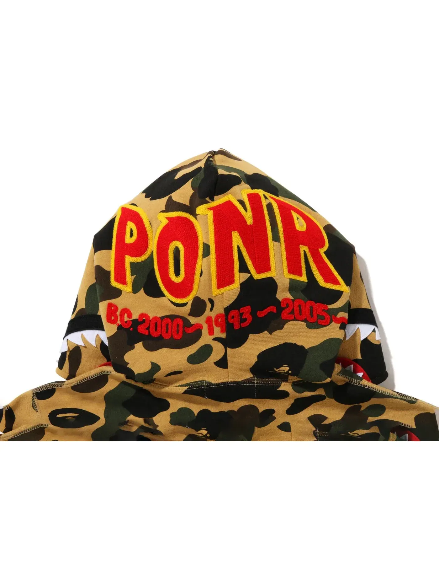 Мужской худи с камуфляжным принтом BAPE PONR 1st Camo Shark Full Zip — изображение 3 из 3, желтый