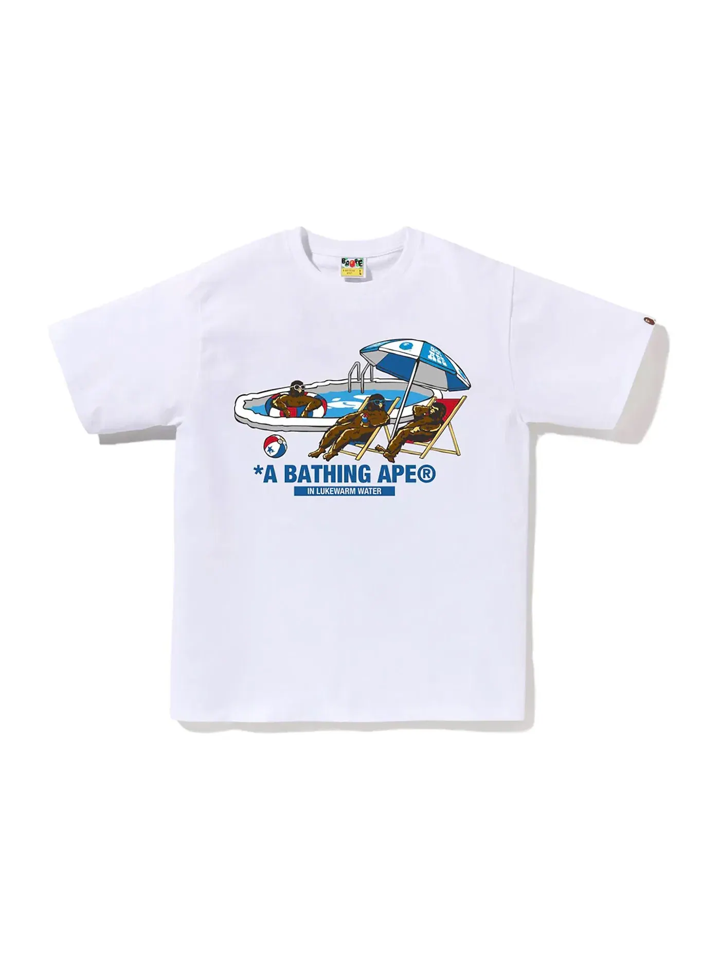 Мужская футболка с принтом Poolside BAPE — изображение 1 из 1, белый