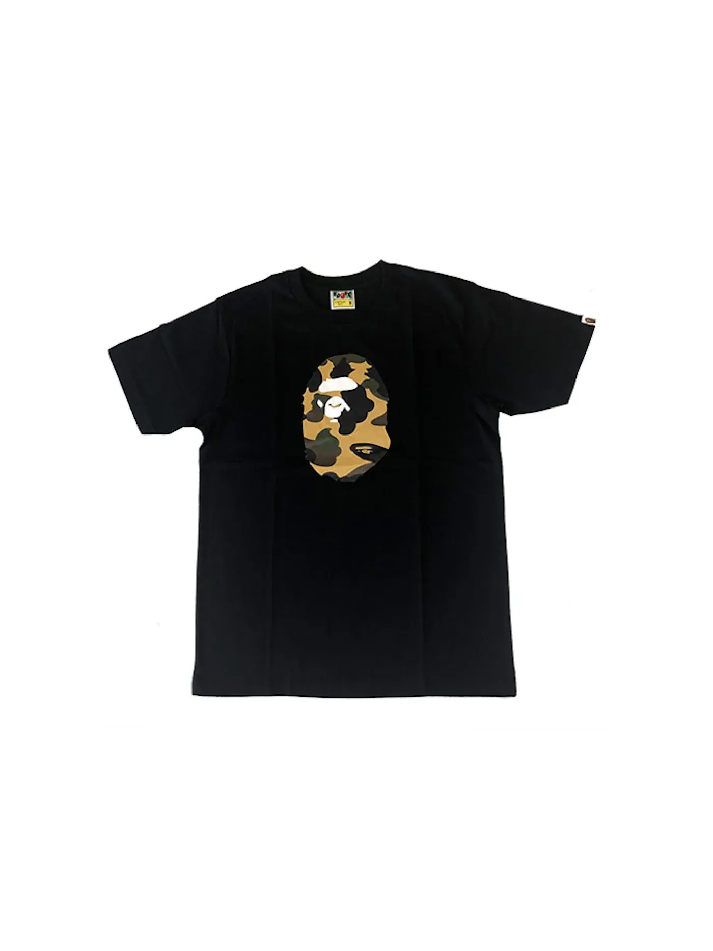 Мужская футболка с принтом BAPE Premium Happy New Year 1st Camo Ape Head Tee SS20 — изображение 1 из 1, черный/желтый