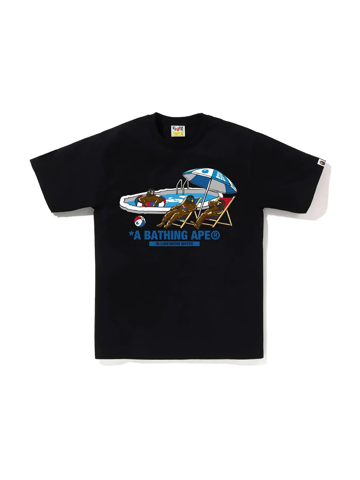 Мужская футболка с принтом BAPE Poolside Tee BAPE — изображение 1 из 1, черный