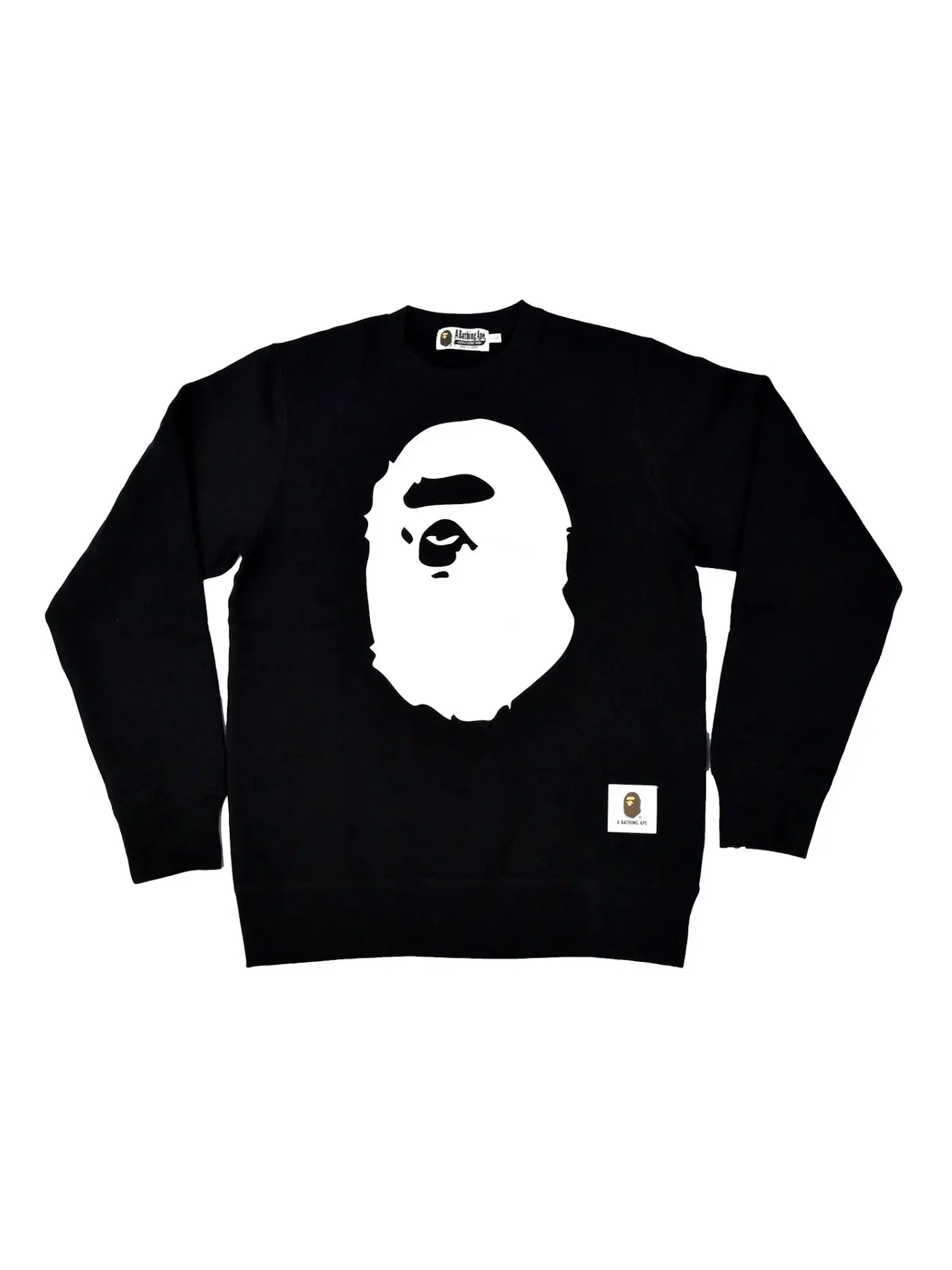 Мужской свитшот с принтом BAPE Premium Happy New Year Ape Head Logo Crewneck SS22 — изображение 1 из 2, черный