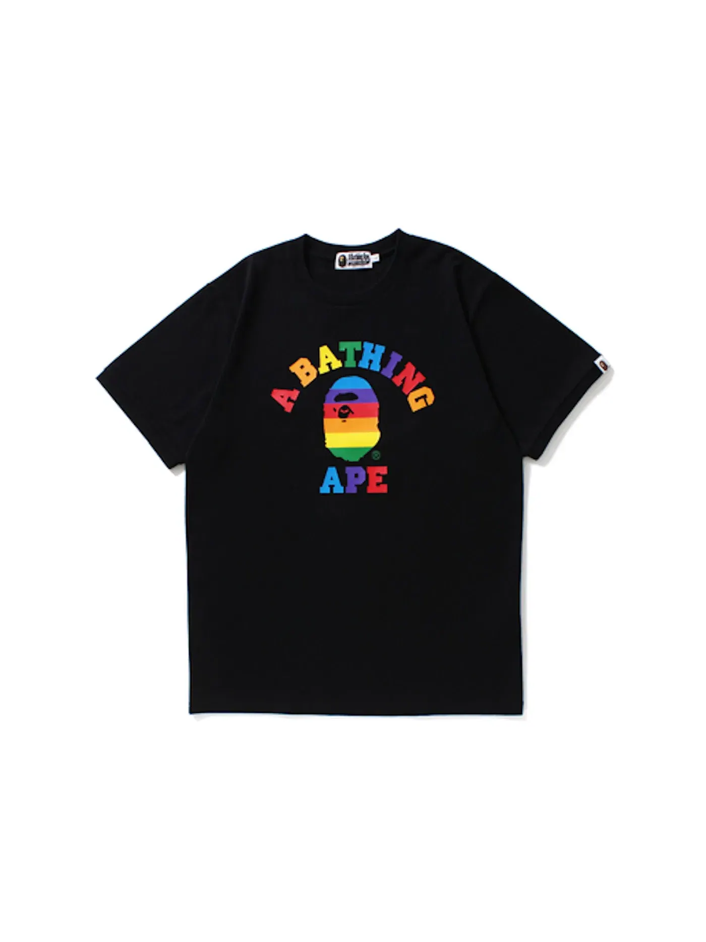 Мужская футболка с принтом BAPE Rainbow College Trim Tee — изображение 1 из 2, черный