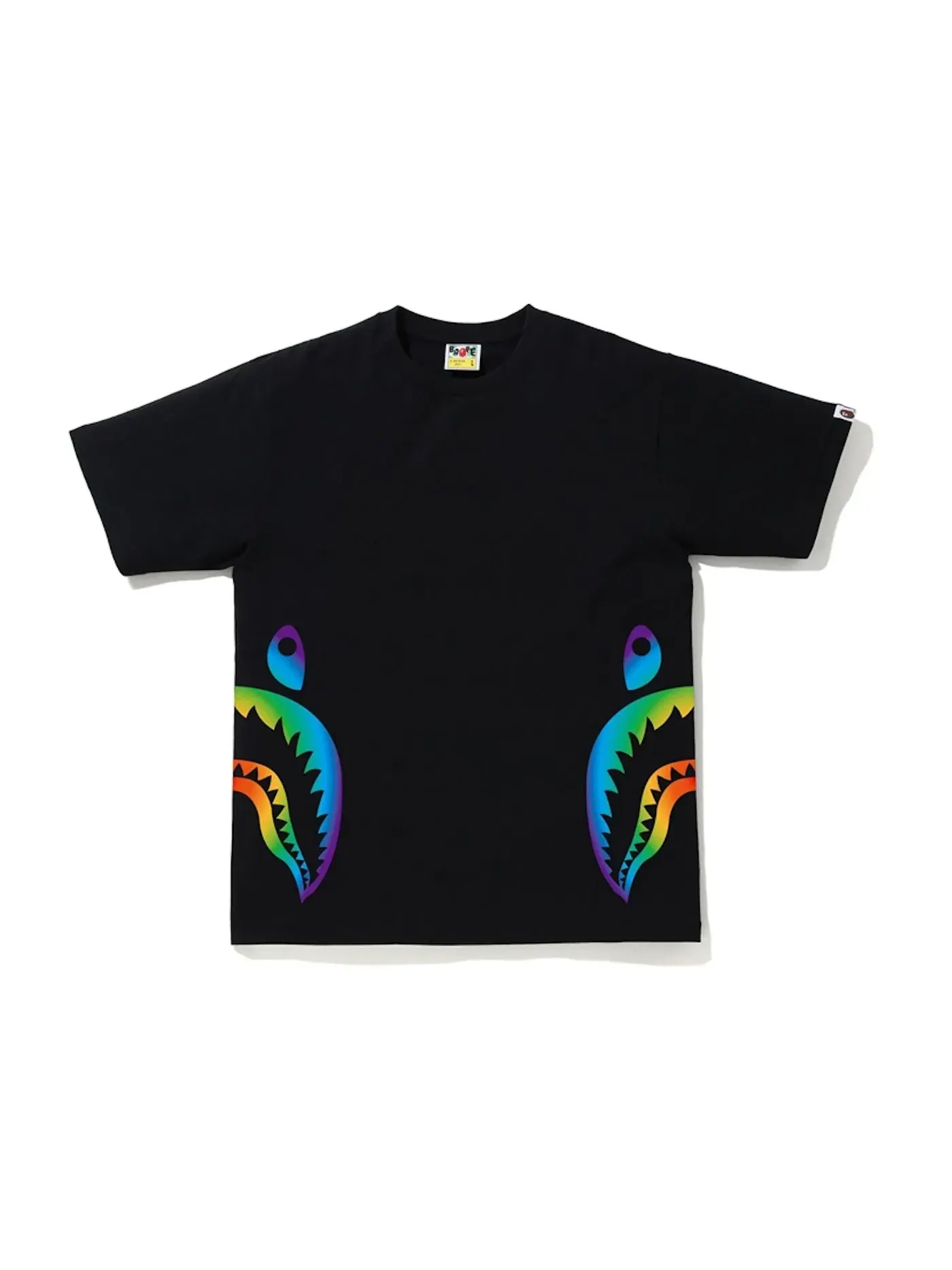 Мужская футболка с принтом Rainbow Side Shark BAPE — изображение 1 из 1, черный