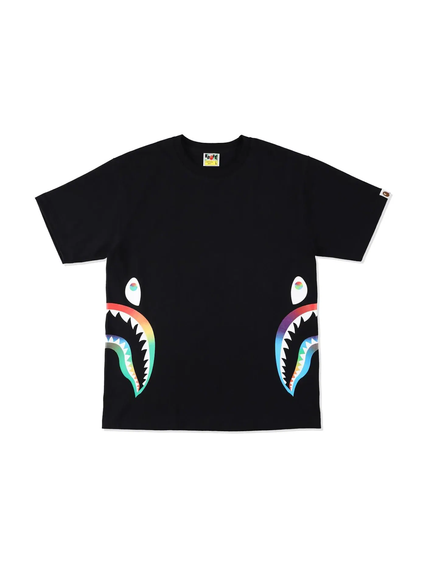 Мужская футболка с принтом BAPE Rainbow Side Shark Tee (SS21) BAPE — изображение 1 из 2, черный