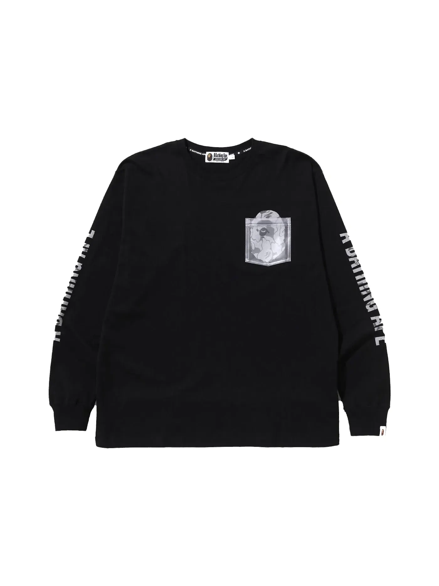 Мужская футболка с длинным рукавом с принтом BAPE L/S Tee BAPE — изображение 1 из 3, черный