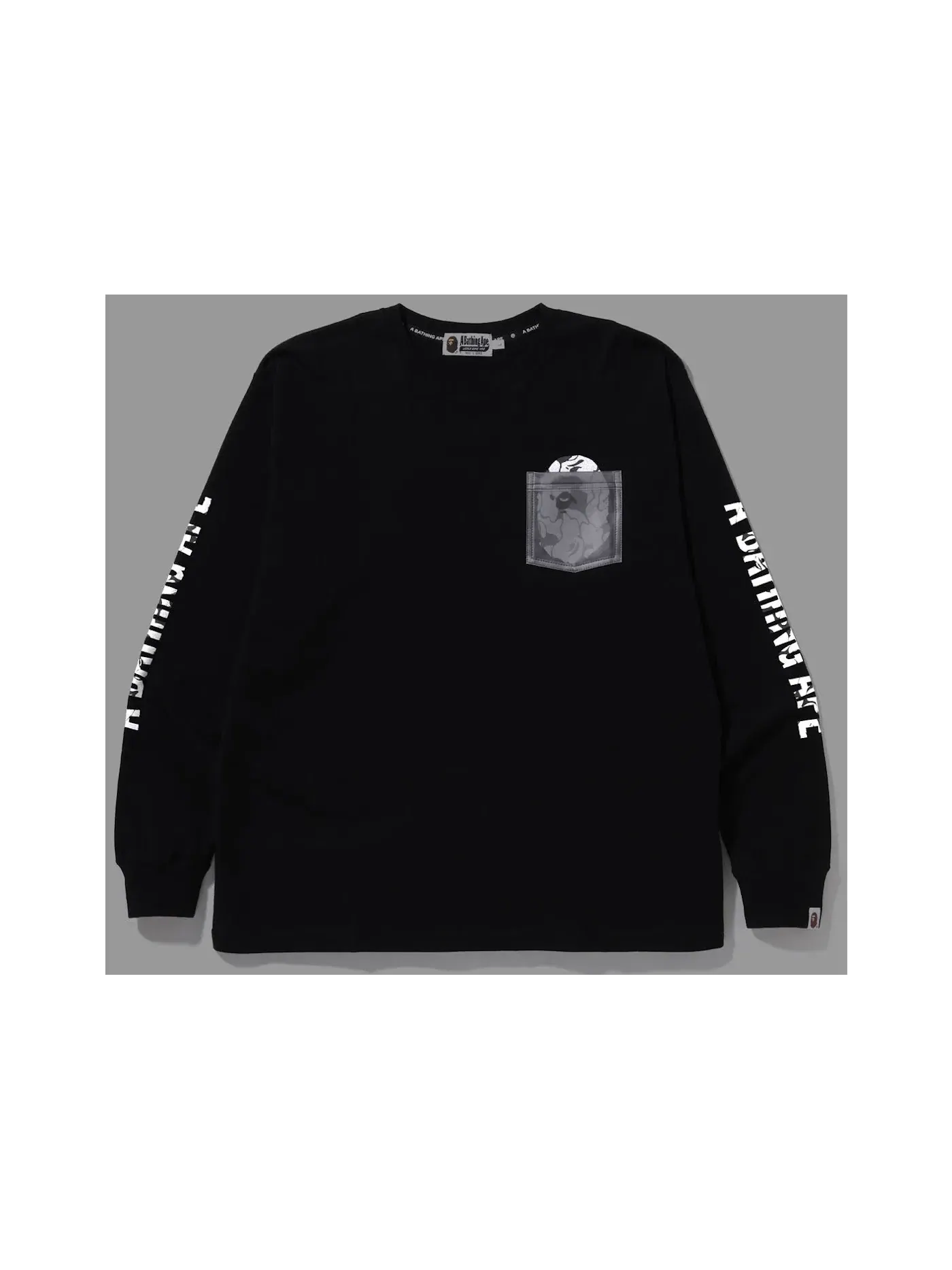 Мужская футболка с длинным рукавом с принтом BAPE L/S Tee BAPE — изображение 3 из 3, черный
