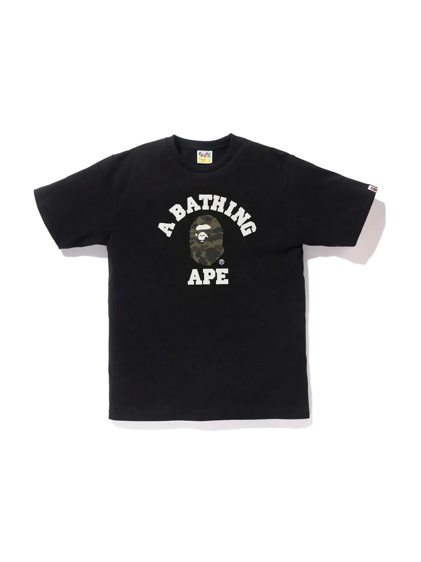 Мужская футболка с принтом BAPE Reflector 1st Camo College Tee — изображение 1 из 2, черный/зеленый