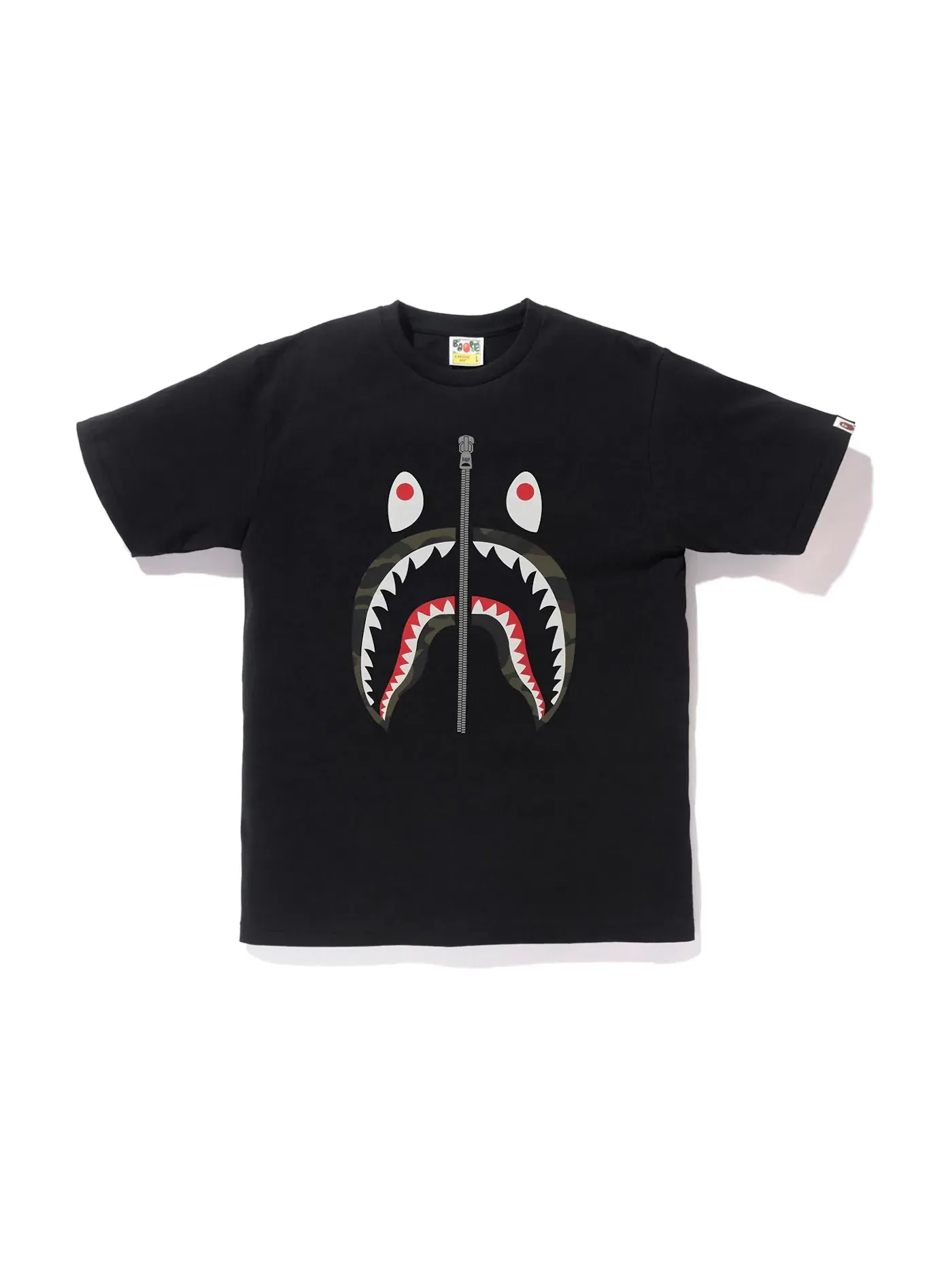 Мужская футболка с принтом BAPE Reflector 1st Camo Shark Tee — изображение 1 из 1, черный/зеленый