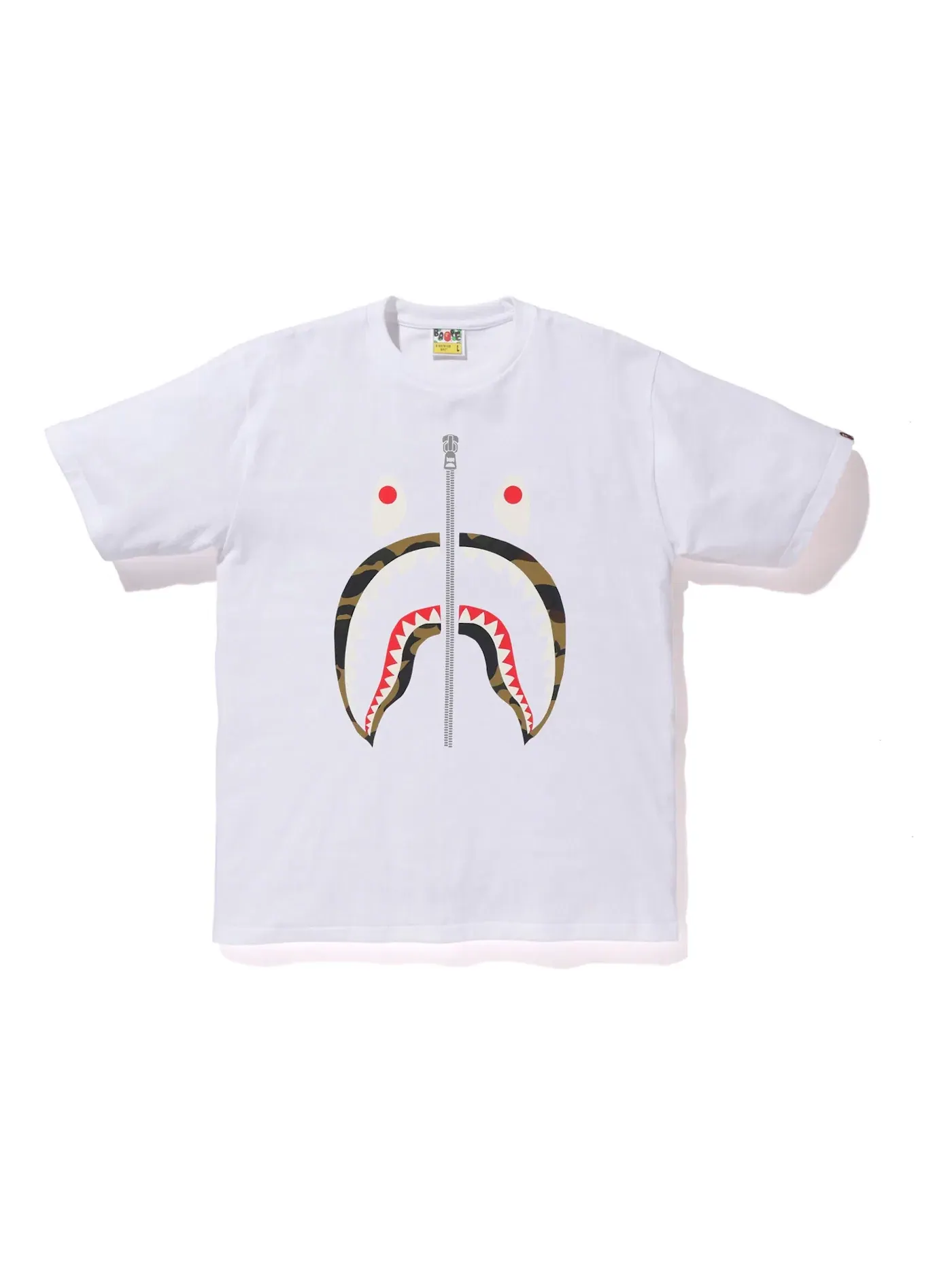 Мужская футболка с принтом BAPE Reflector 1st Camo Shark Tee — изображение 1 из 2, белый/желтый