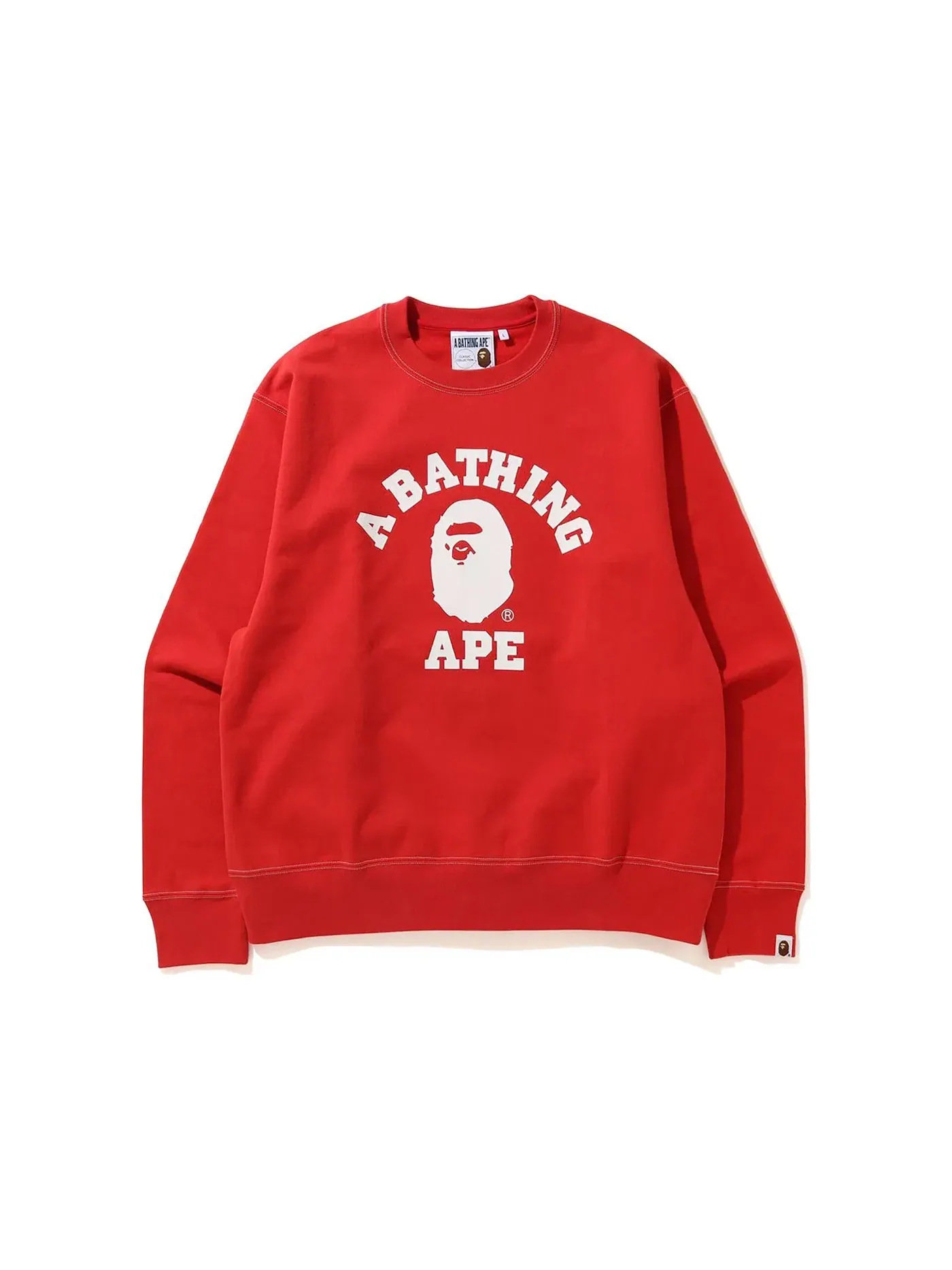 Мужской свитшот с принтом A Bathing Ape BAPE Relaxed Classic College Crewneck (SS20) — изображение 1 из 1, красный