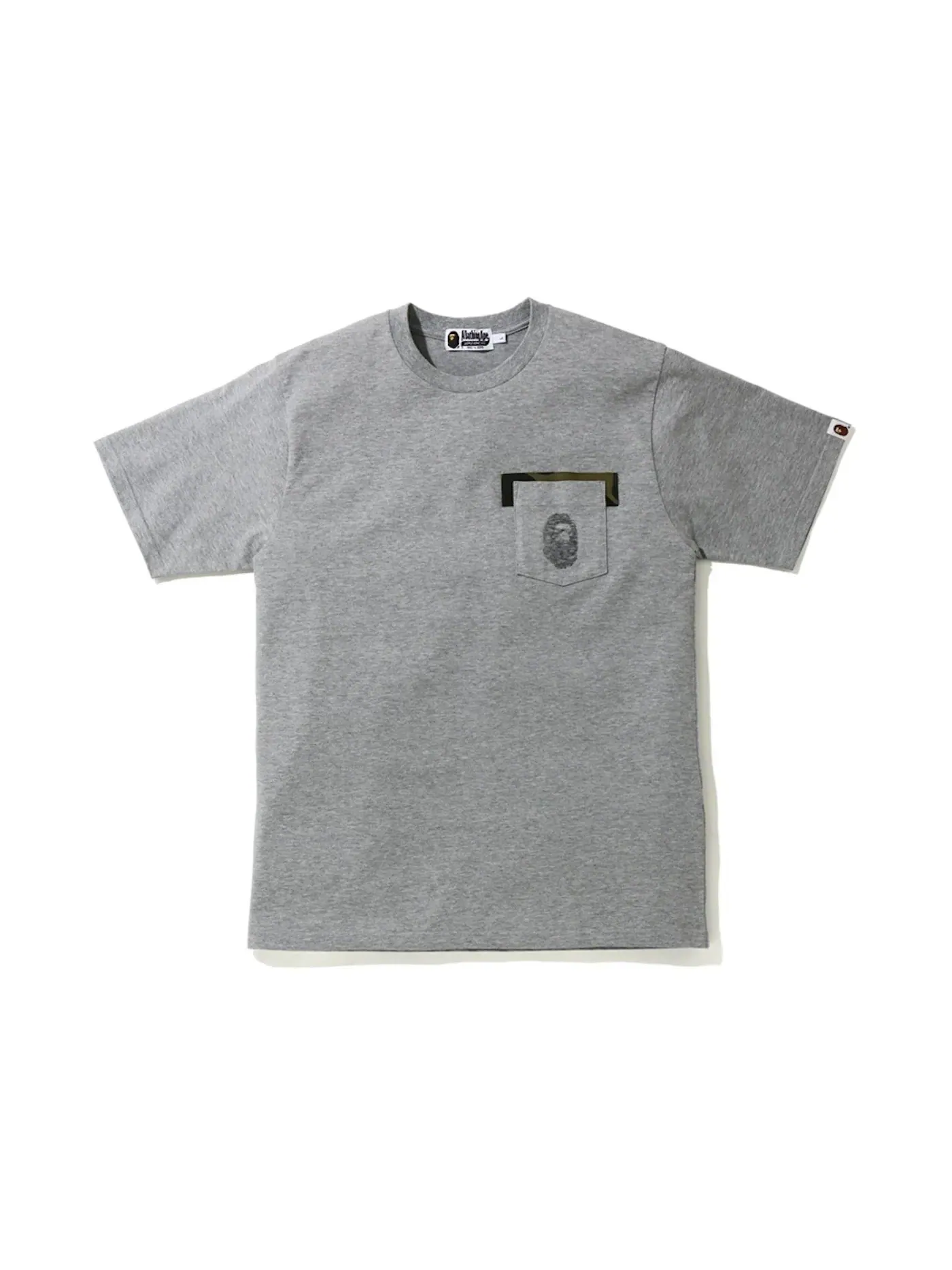 Мужская футболка с принтом BAPE Reverse Ape Head Pocket Tee — изображение 1 из 1, серый