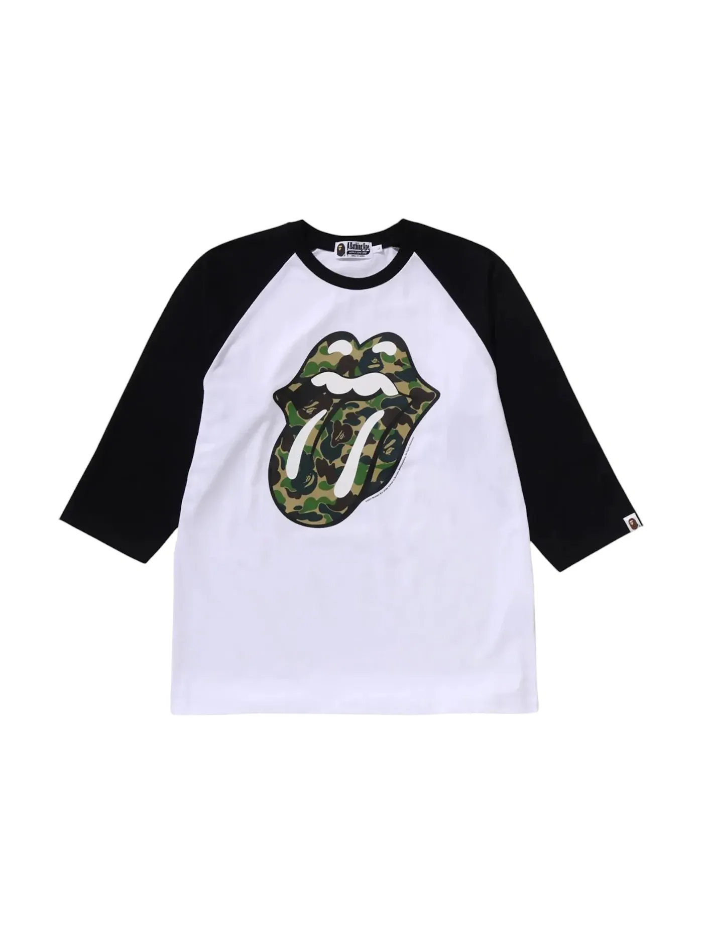 Мужская футболка с принтом BAPE Rolling Stones 3/4 Sleeve Tee — изображение 1 из 2, черный