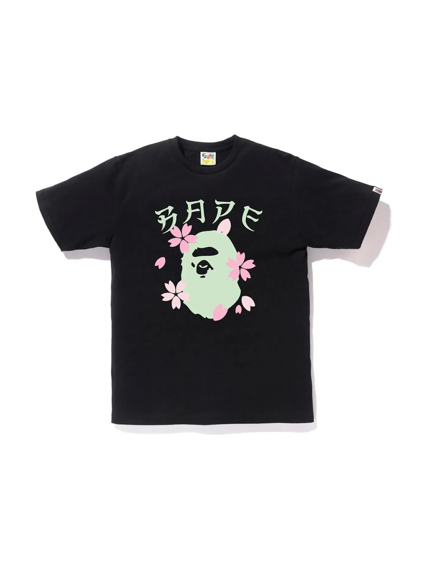Мужская футболка с принтом BAPE Sakura Ape Head Tee — изображение 1 из 1, черный