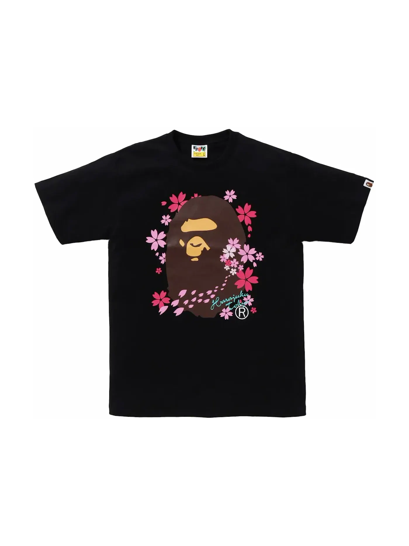 Мужская футболка с принтом BAPE Sakura Ape Head Tee (SS24) BAPE — изображение 1 из 1, черный