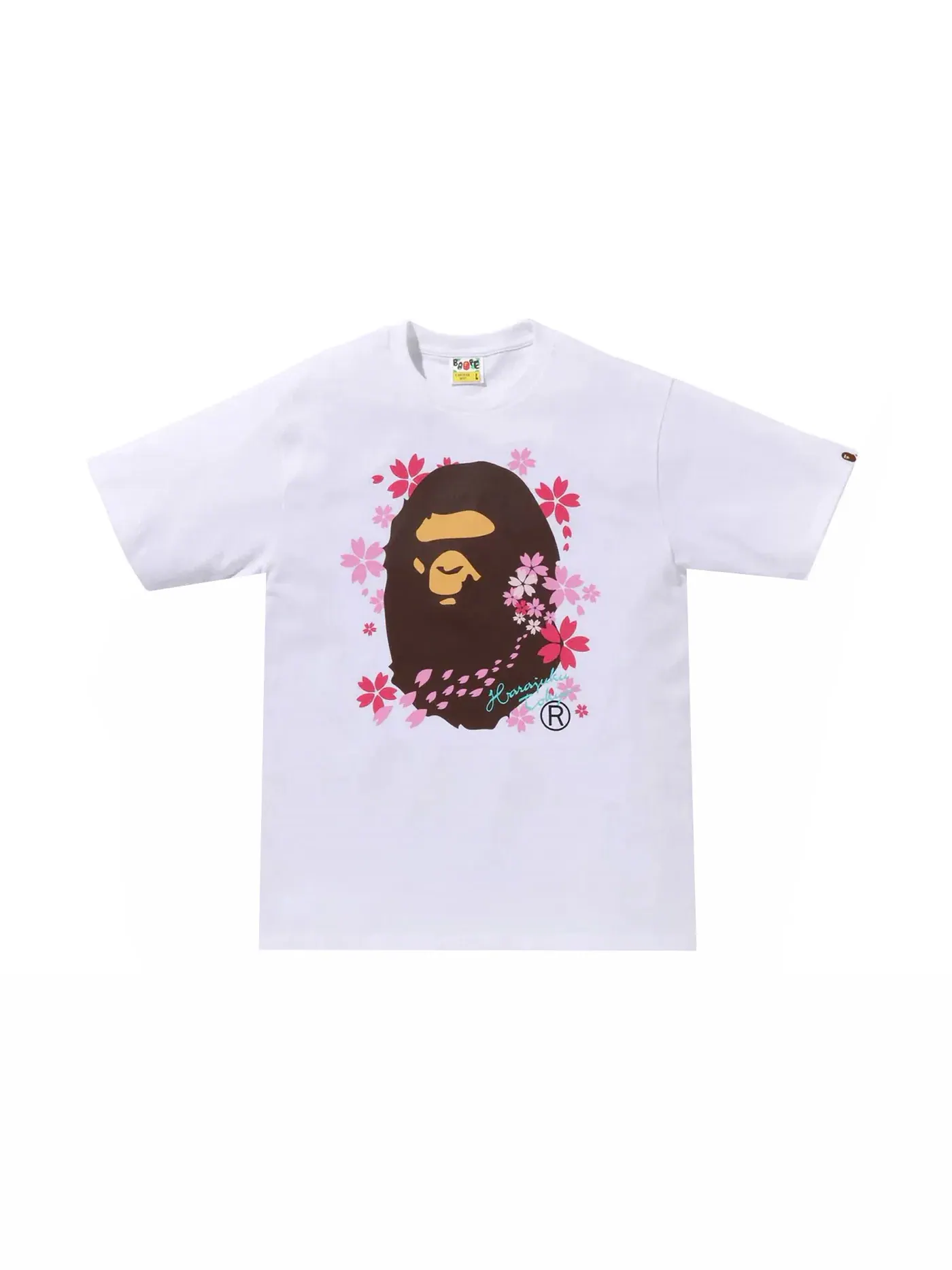 Мужская футболка с принтом BAPE Sakura Ape Head Tee (SS24) BAPE — изображение 1 из 1, белый