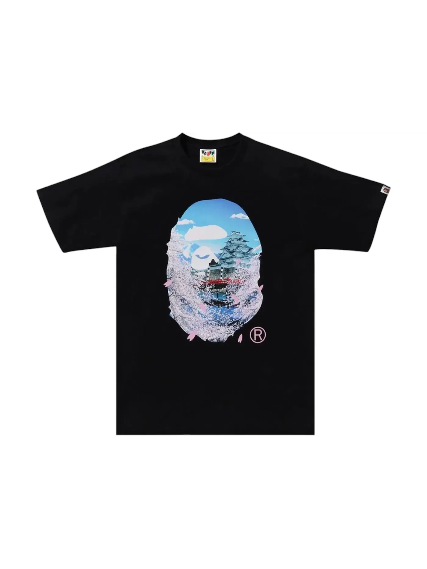 Мужская футболка с принтом BAPE Sakura Photo Ape Head II Tee — изображение 1 из 1, черный